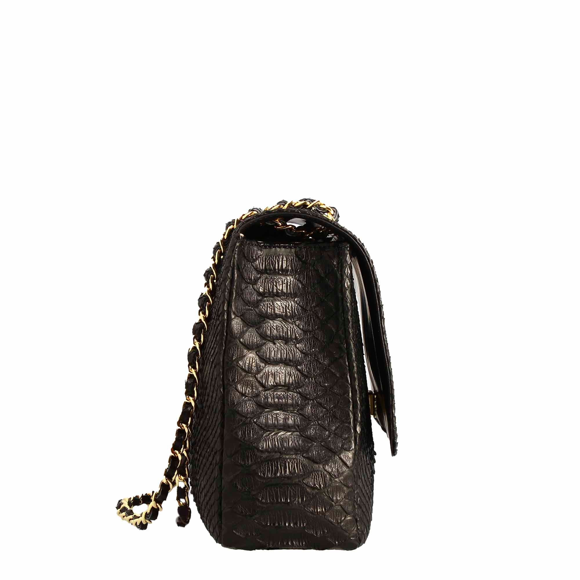 Borsa a spalla da donna in pelle pregiata nera - Image 5