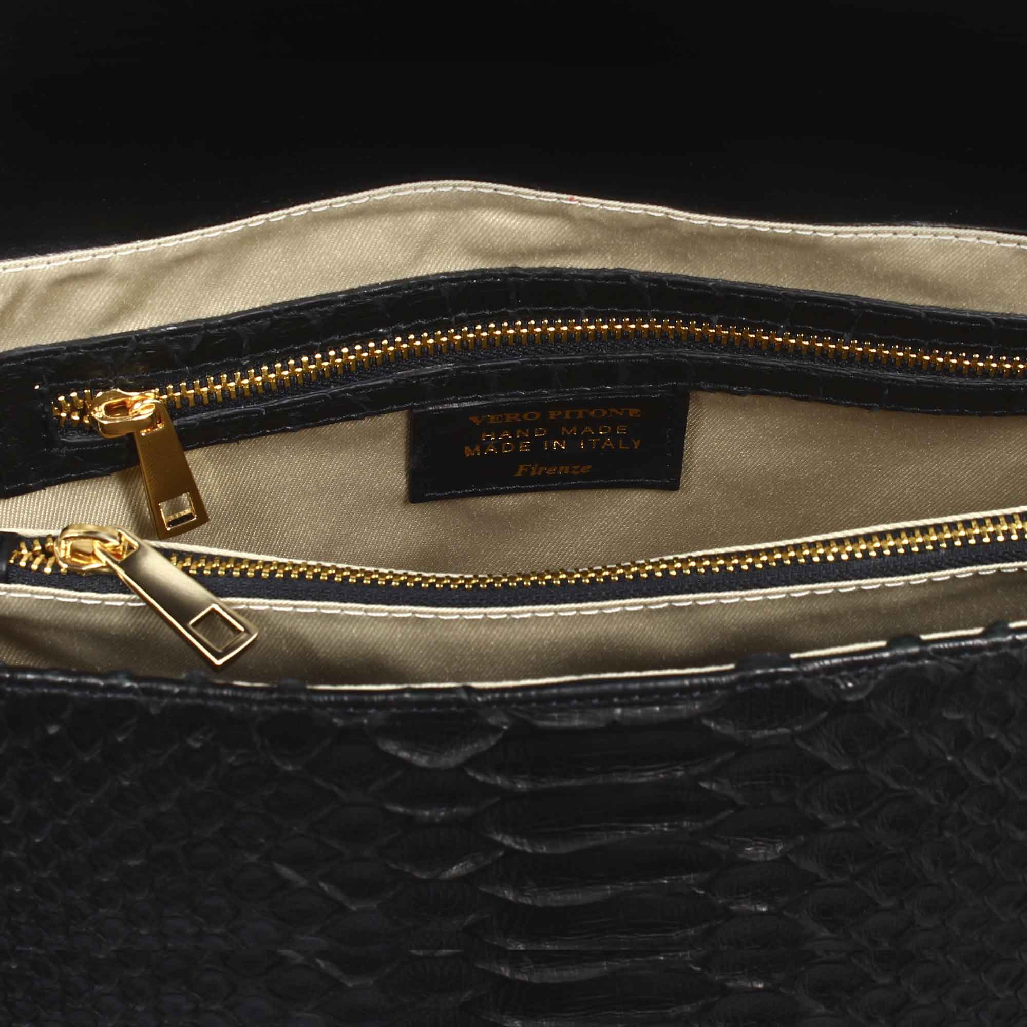 Borsa a spalla da donna in pelle pregiata nera - Image 6