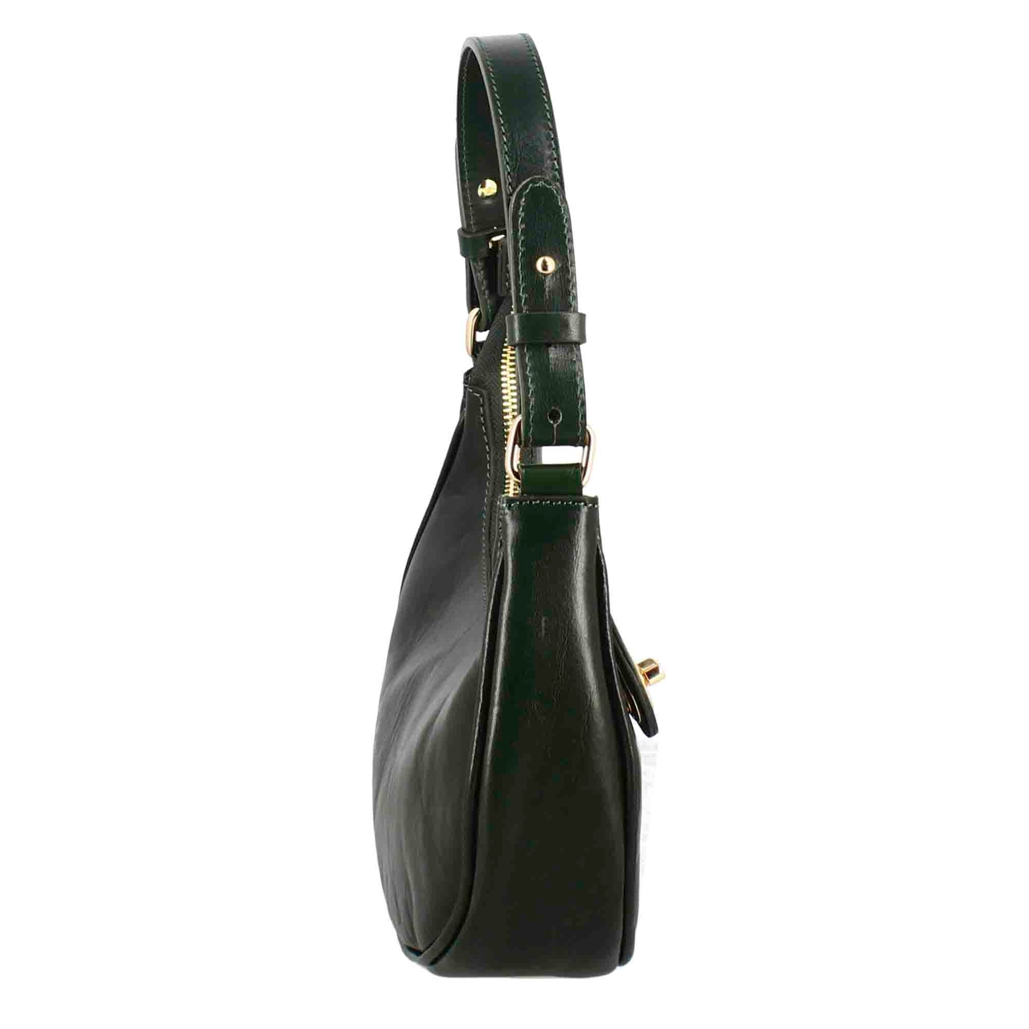 Borsetta a spalla Jane in pelle con tracolla rimovibile colore verde - Image 4