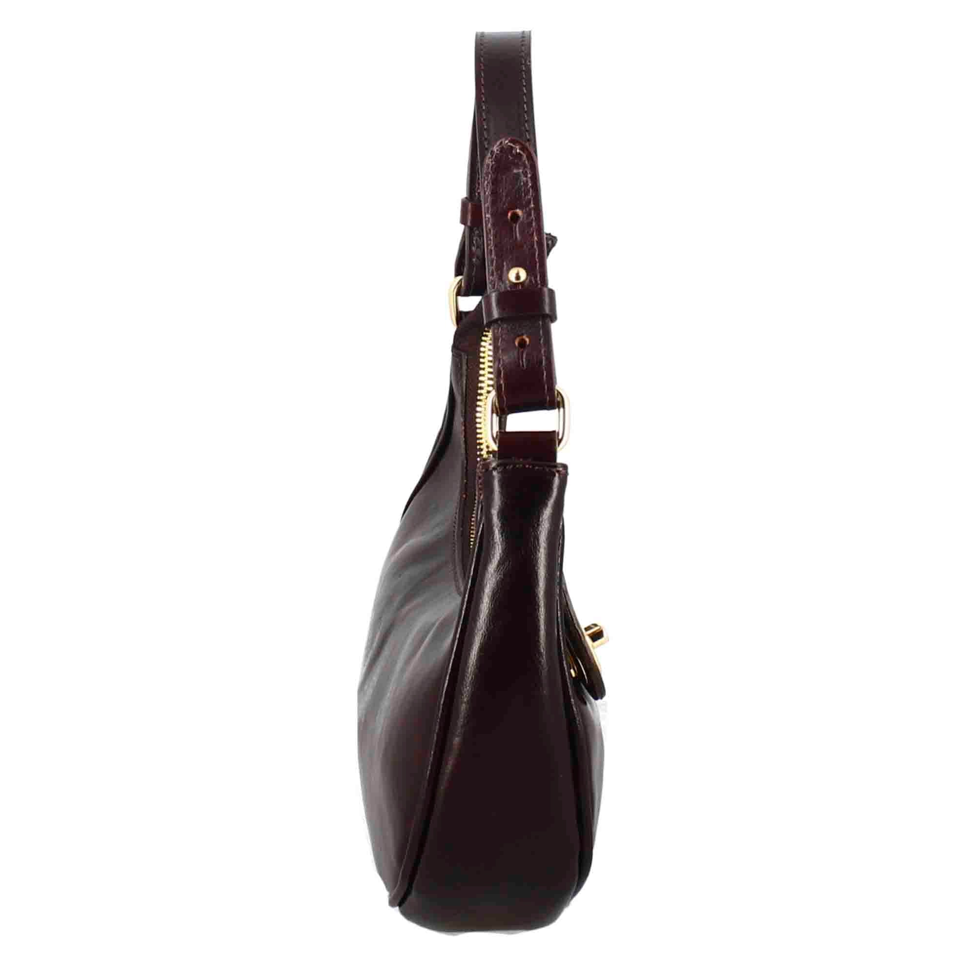 Borsetta a spalla Jane in pelle con tracolla rimovibile colore marrone scuro - Image 4