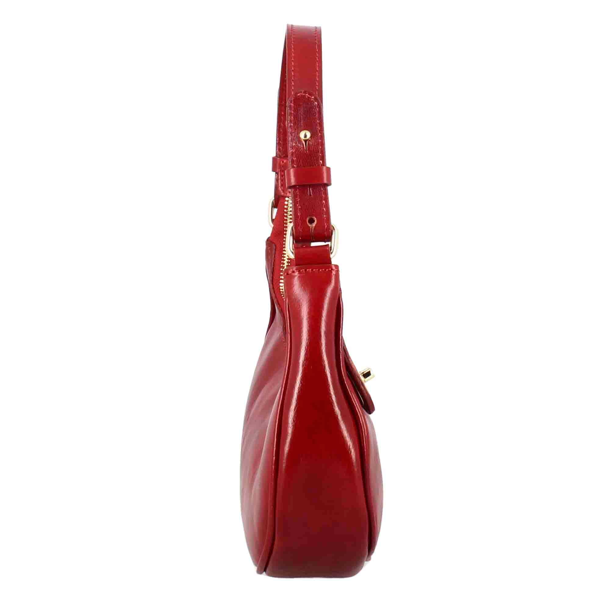 Borsetta a spalla Jane in pelle con tracolla rimovibile colore rosso - Image 3
