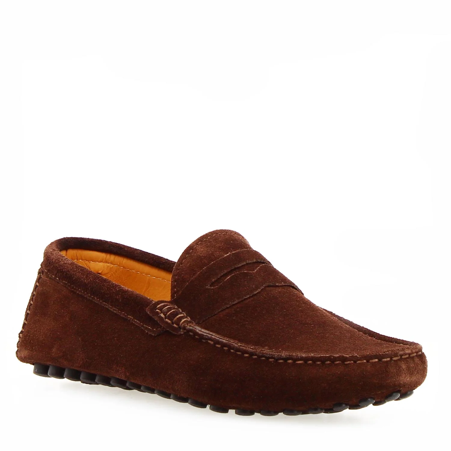 Car shoe Garda da uomo in pelle scamosciata marrone scuro