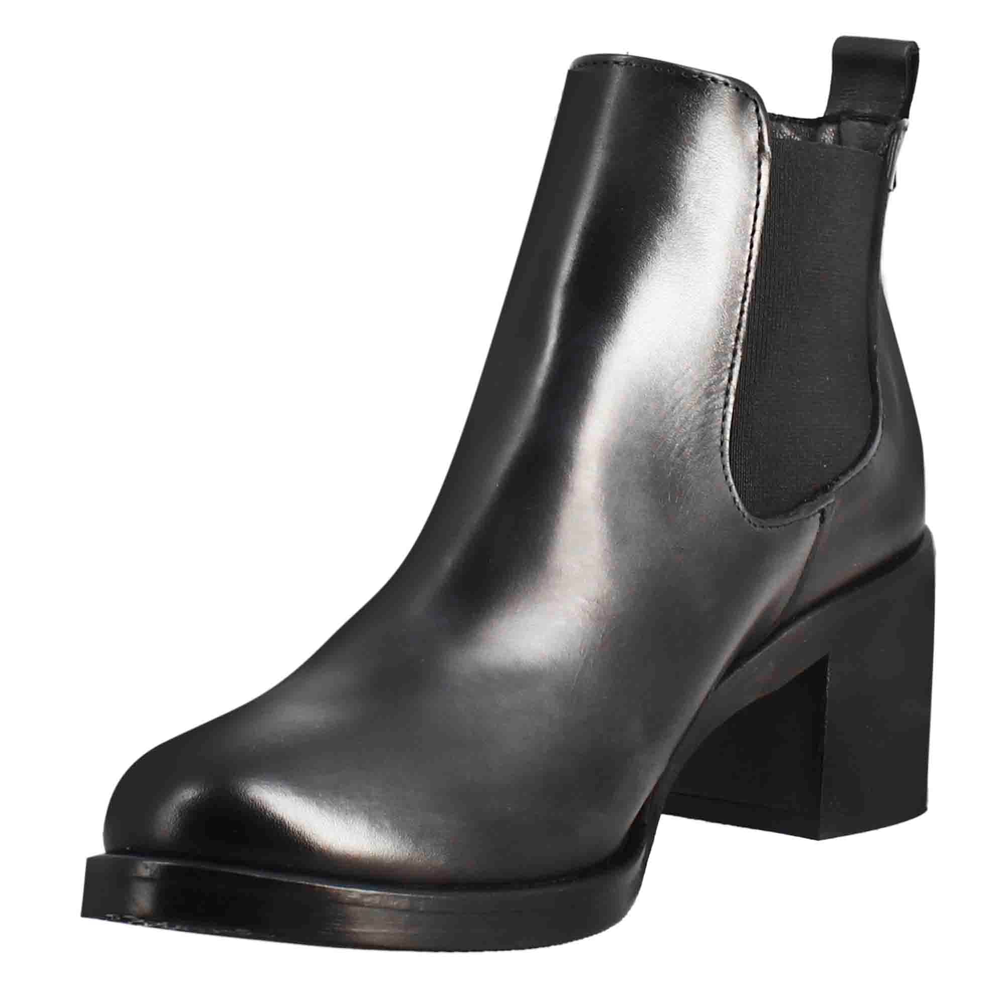 Chelsea da donna liscio con tacco medio in pelle colore nero - Image 4