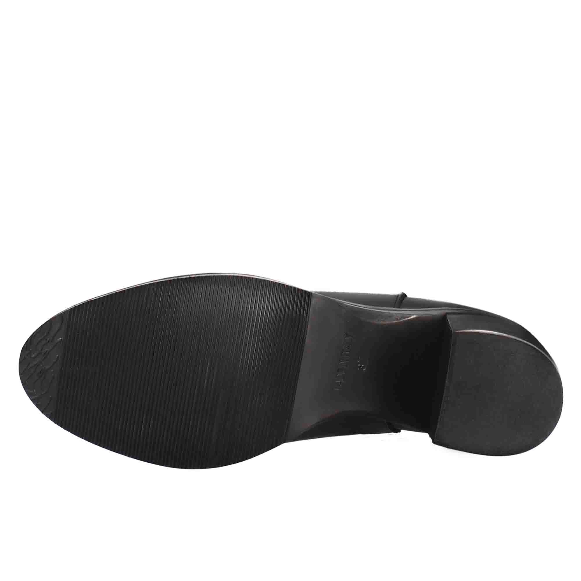 Chelsea da donna liscio con tacco medio in pelle colore nero - Image 6