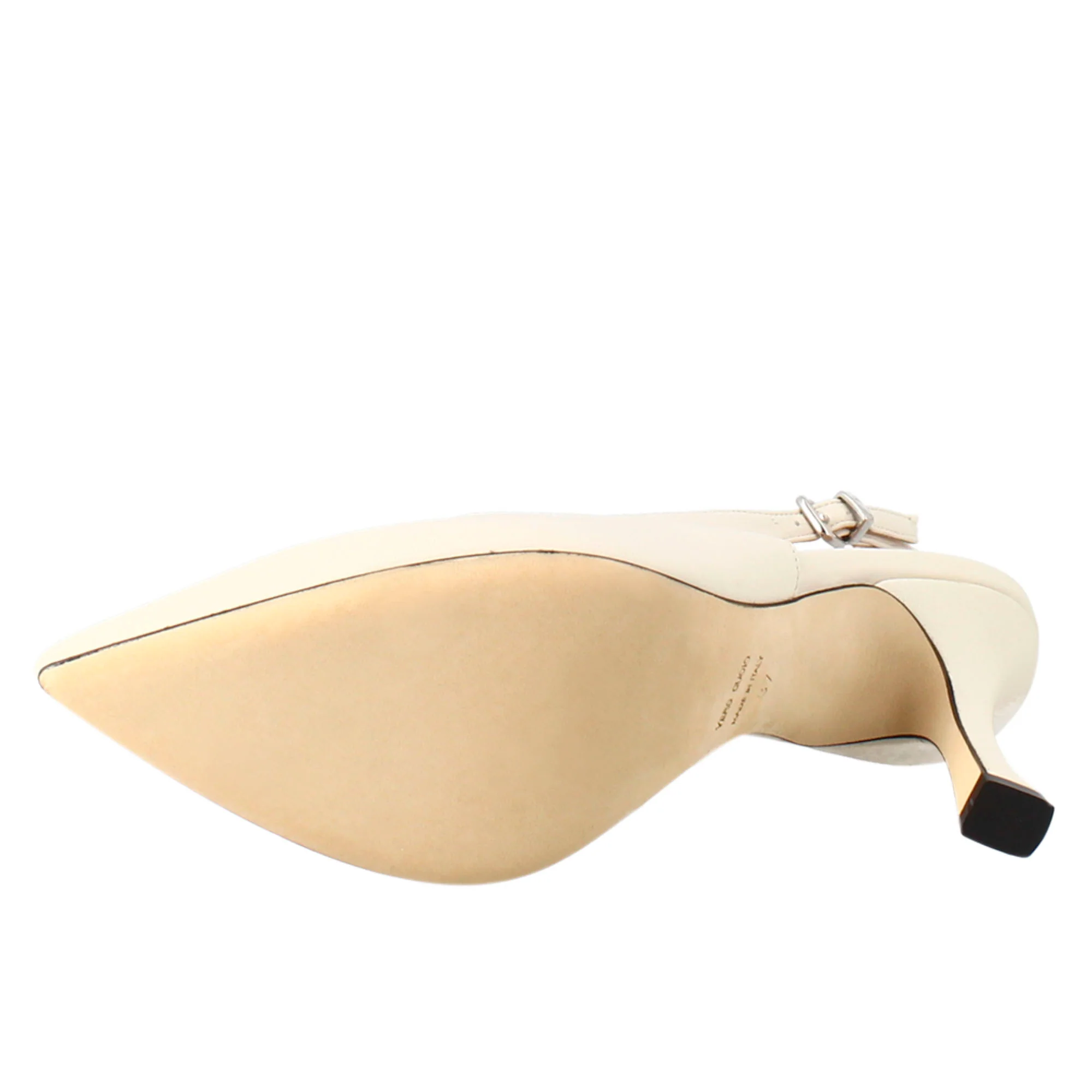 Décolleté con tacco alto da donna in pelle colore crema - Image 6