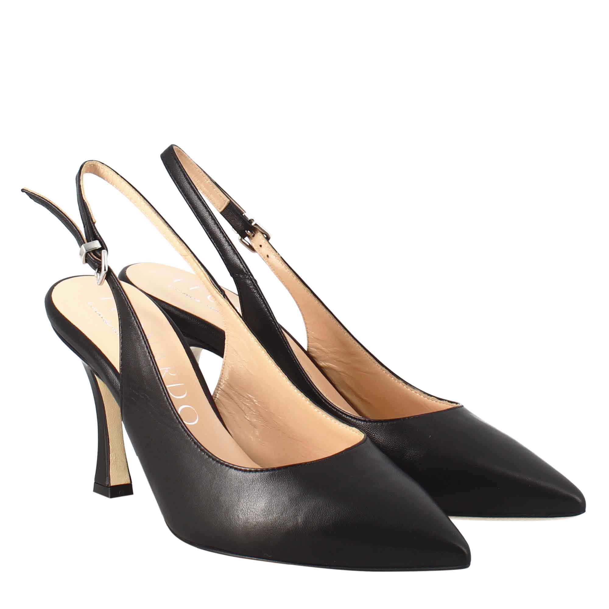 Décolleté con tacco alto da donna in pelle colore nero - Image 7