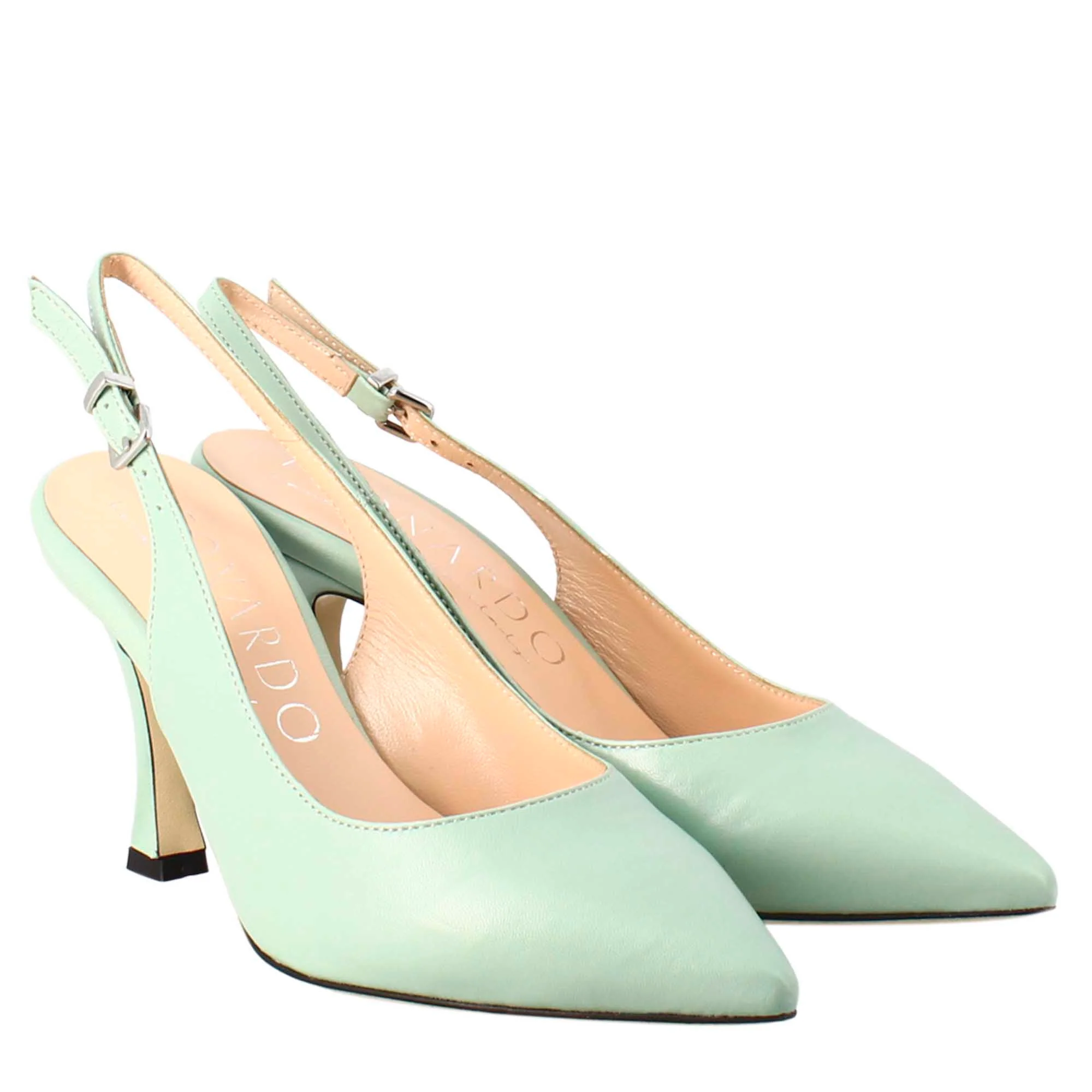 Décolleté con tacco alto da donna in pelle colore verde - Image 7