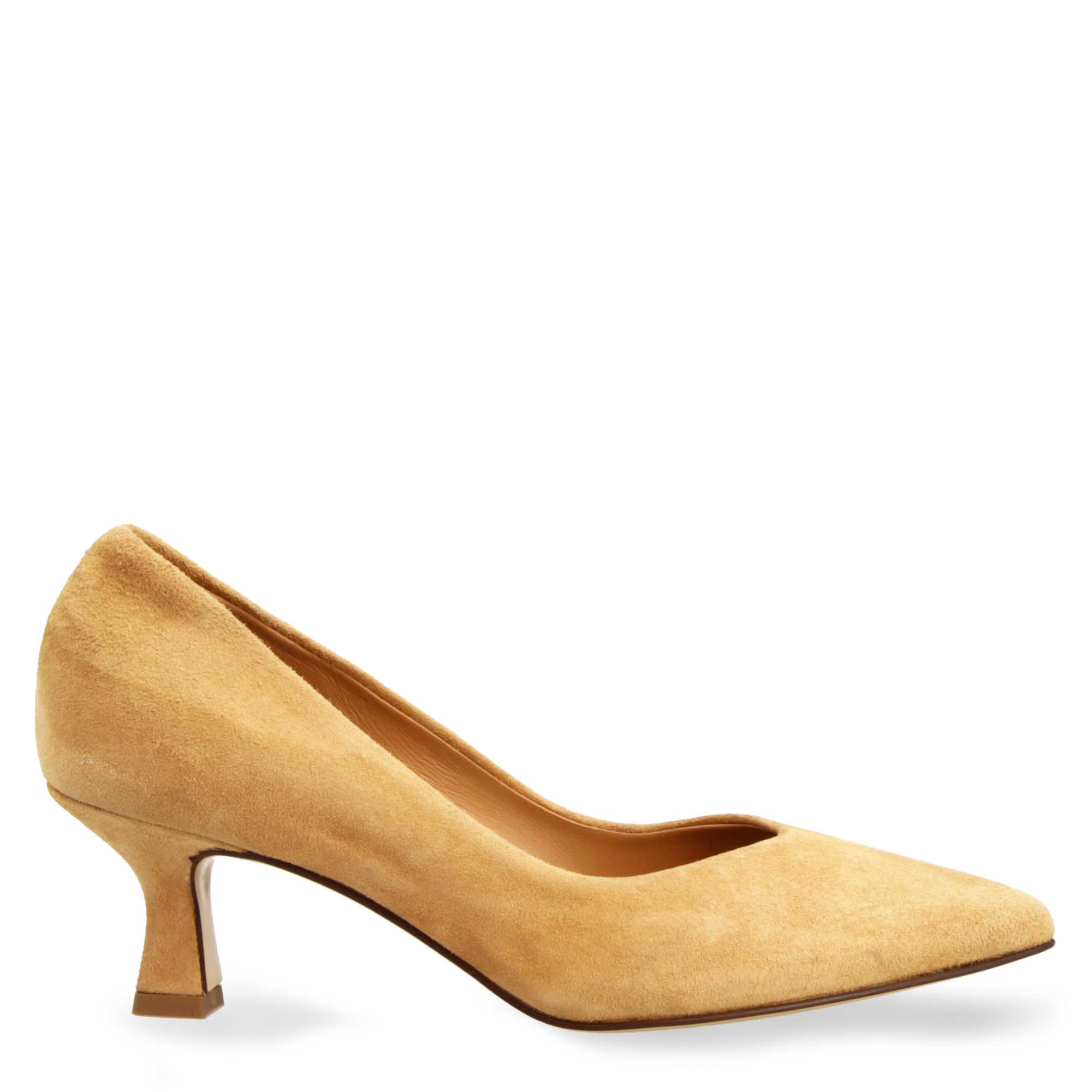 Décolleté da donna a punta e tacco medio in camoscio beige - Image 2