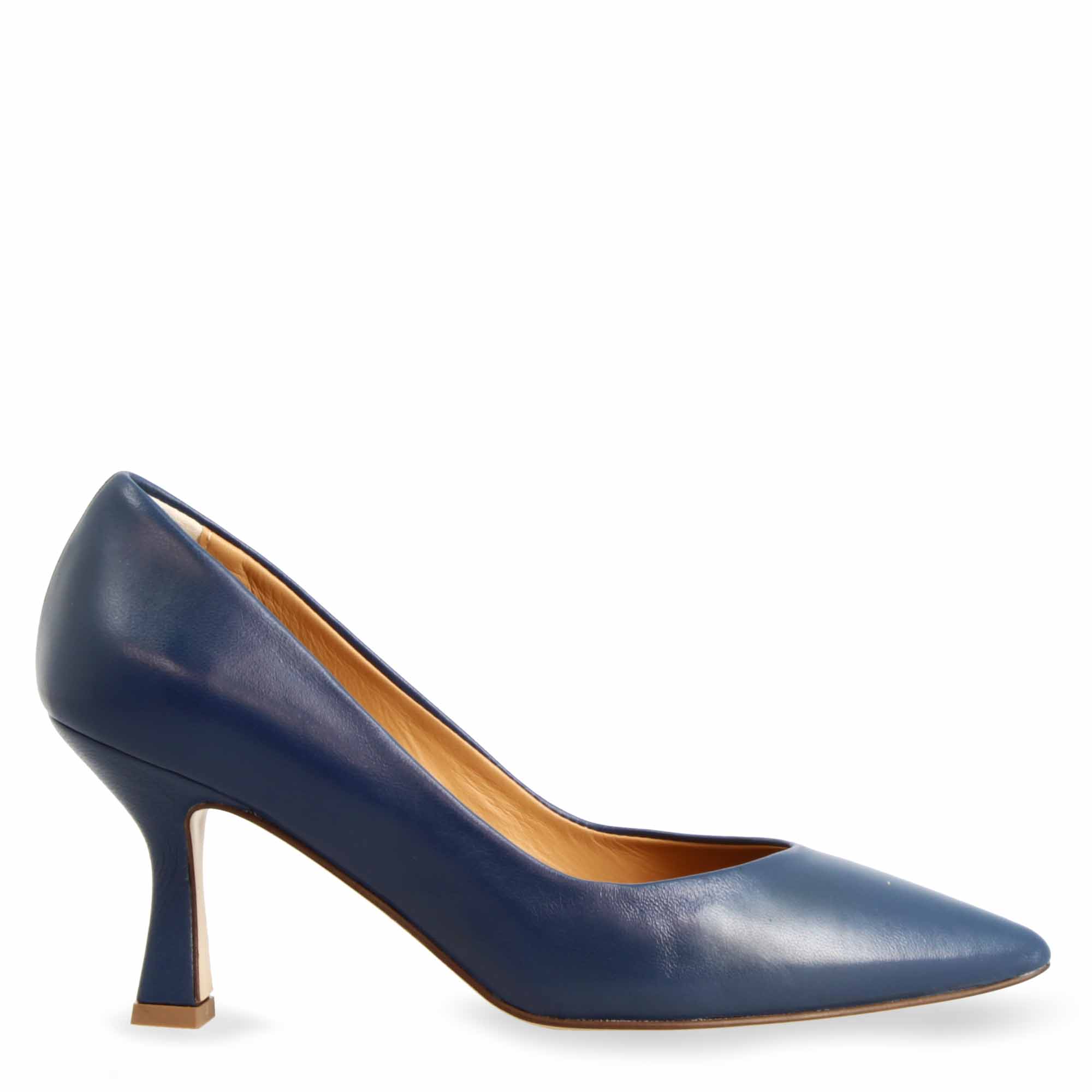Décolleté da donna a punta e tacco alto in pelle blu - Image 2