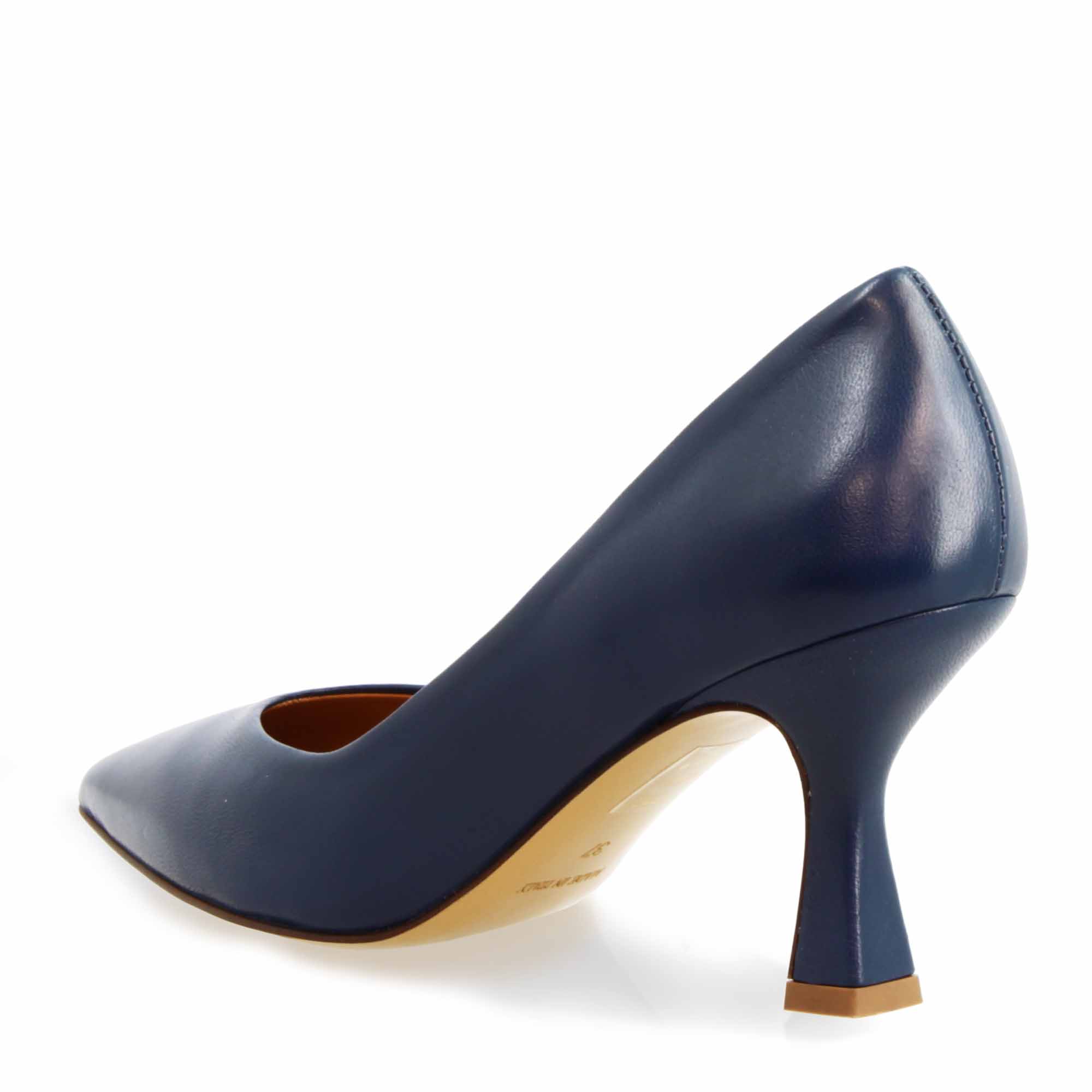 Décolleté da donna a punta e tacco alto in pelle blu - Image 3