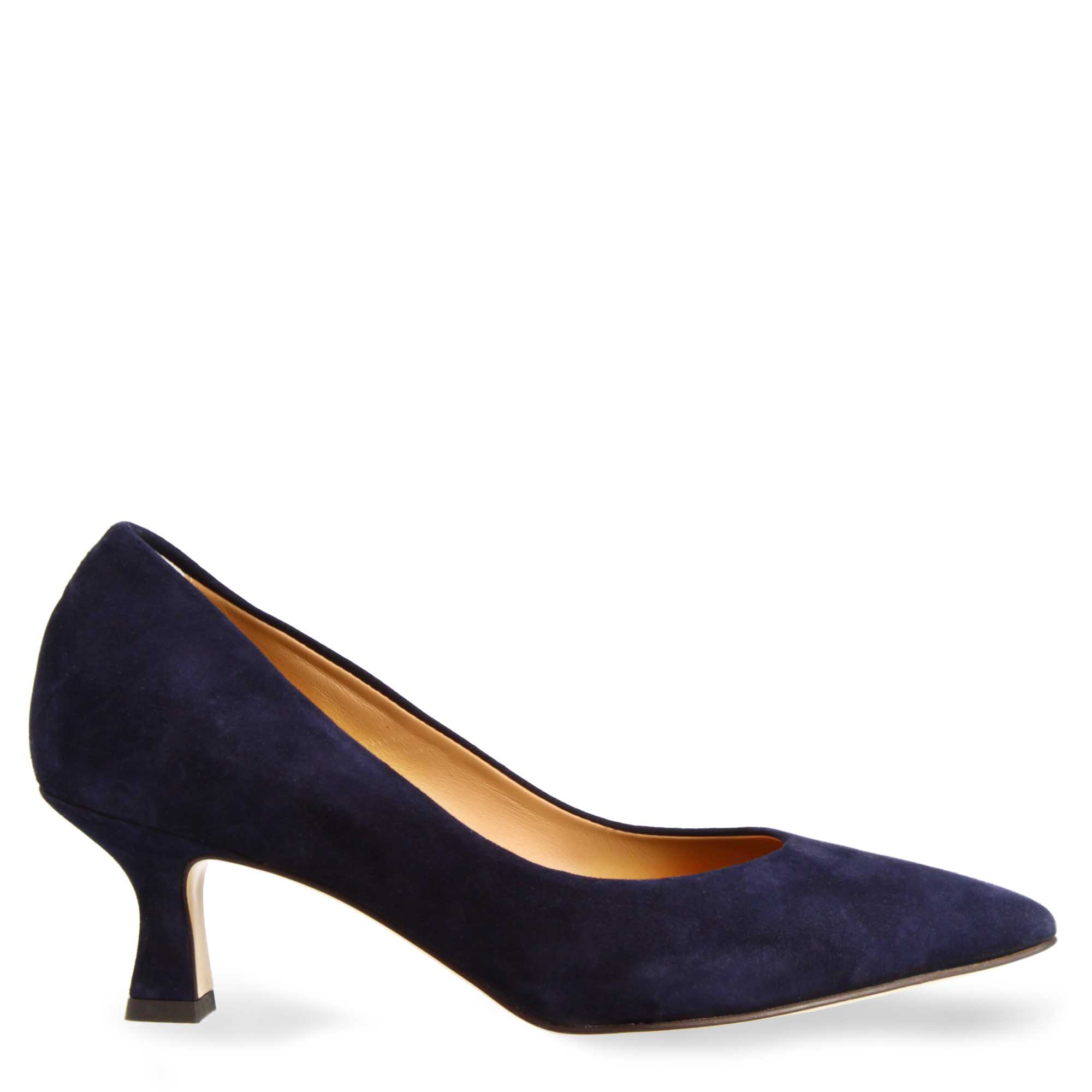 Décolleté da donna a punta e tacco medio in camoscio blu - Image 2