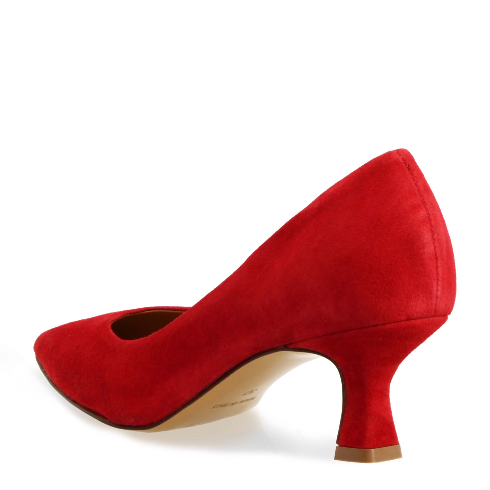 Décolleté da donna a punta e tacco medio in camoscio rosso - Image 3