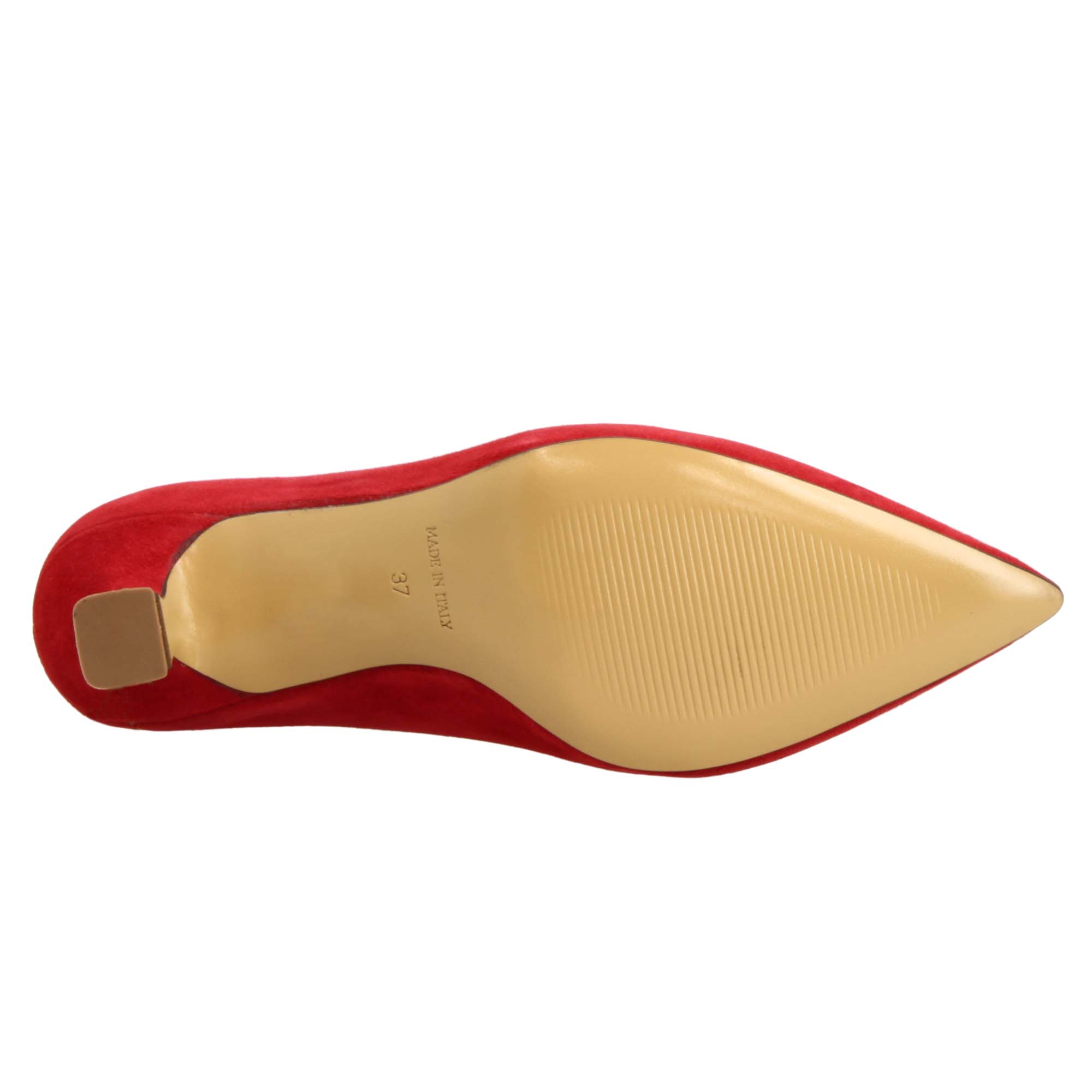 Décolleté da donna a punta e tacco medio in camoscio rosso - Image 4