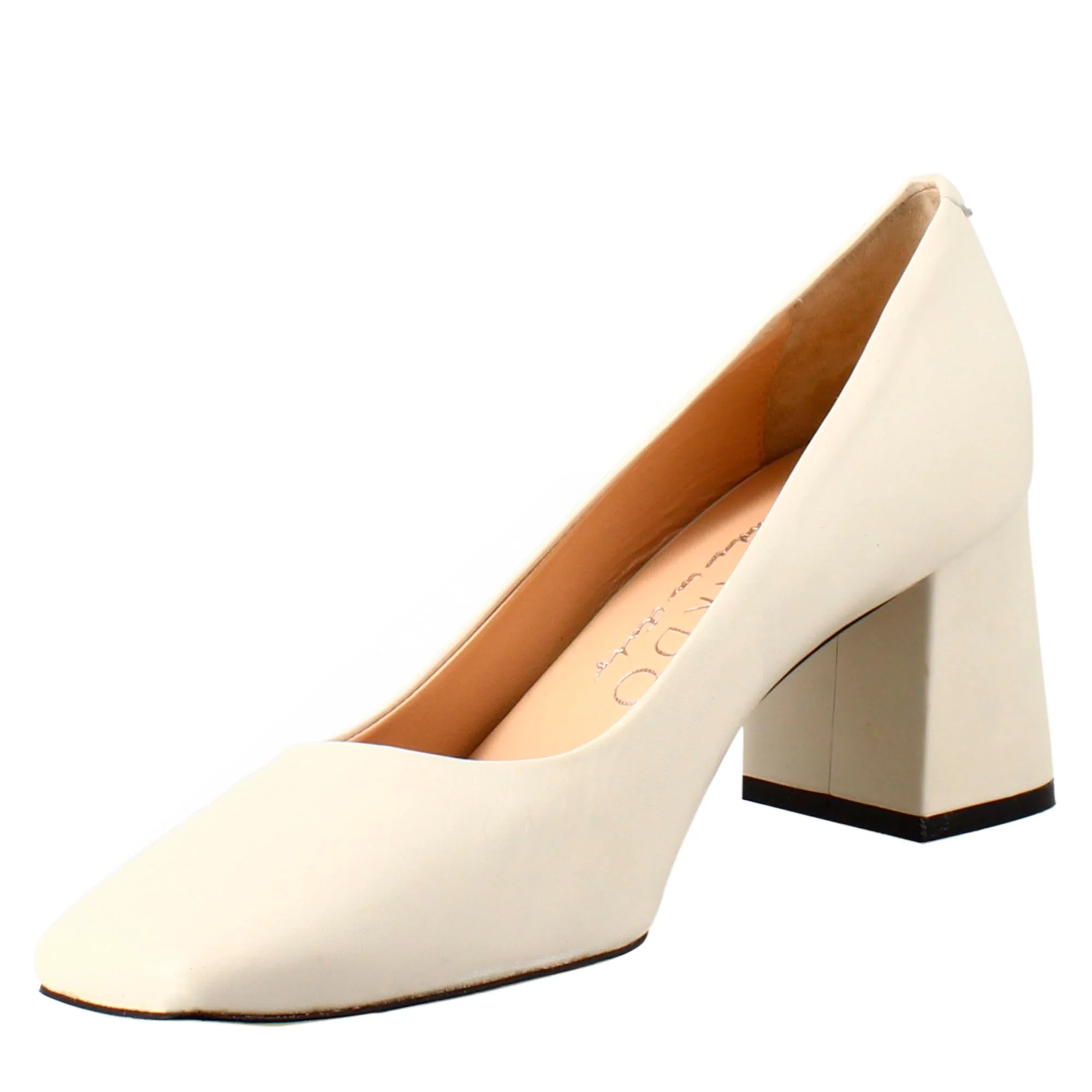 Décolleté da donna in pelle beige a punta squadrata - Image 3
