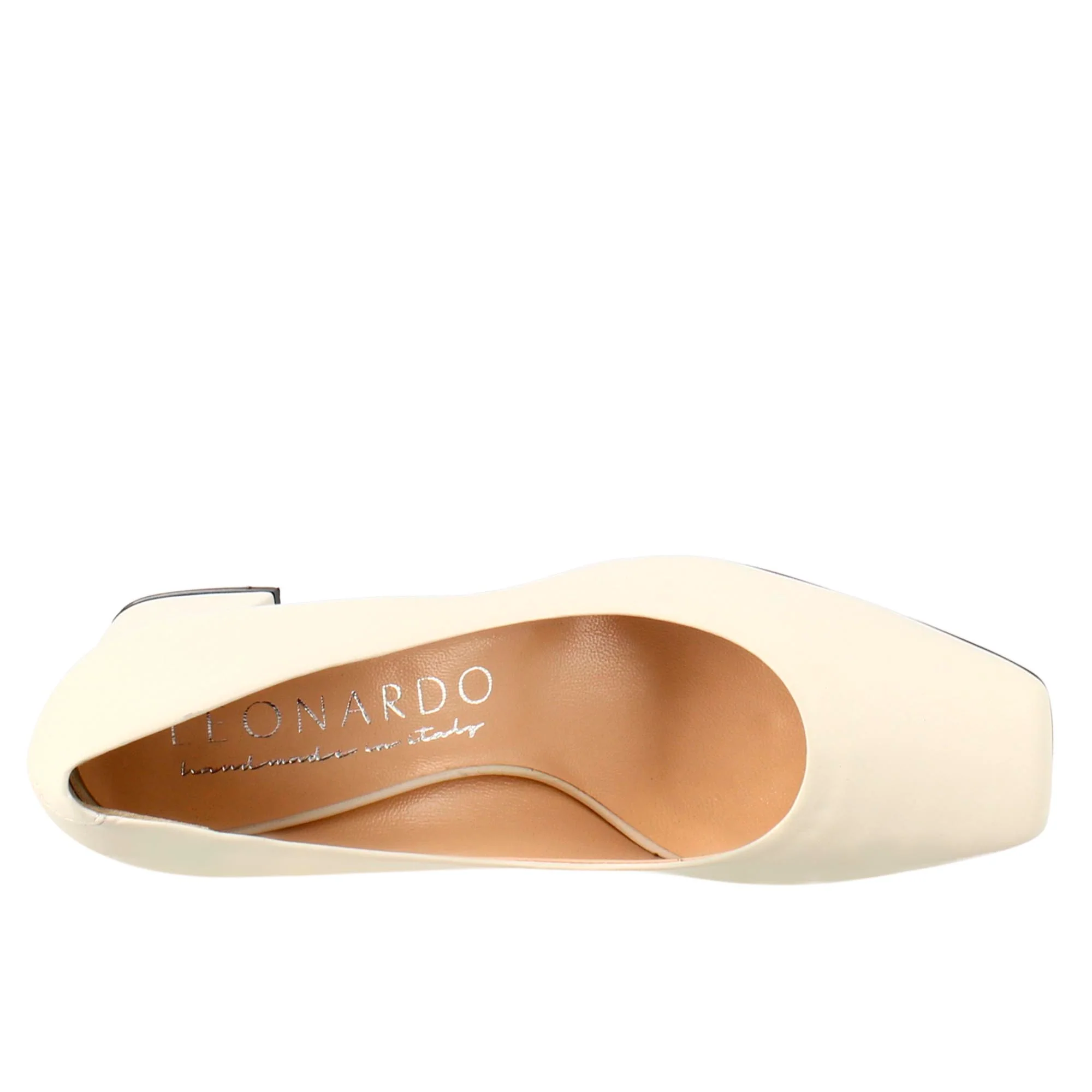 Décolleté da donna in pelle beige a punta squadrata - Image 5