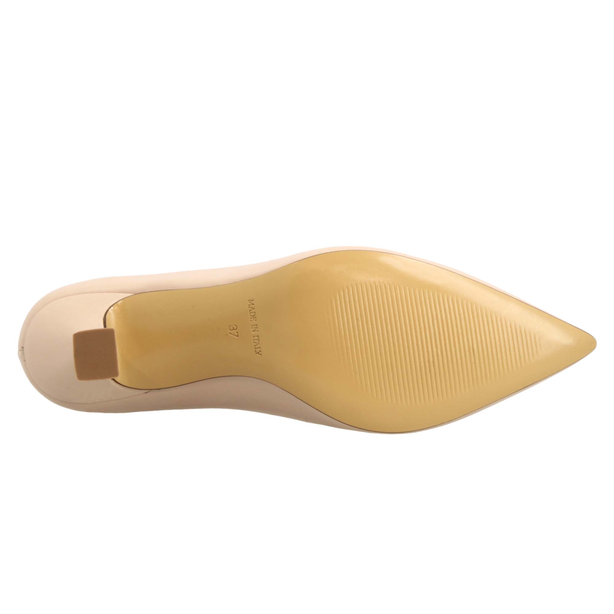 Décolleté da donna a punta e tacco alto in pelle beige - Image 4