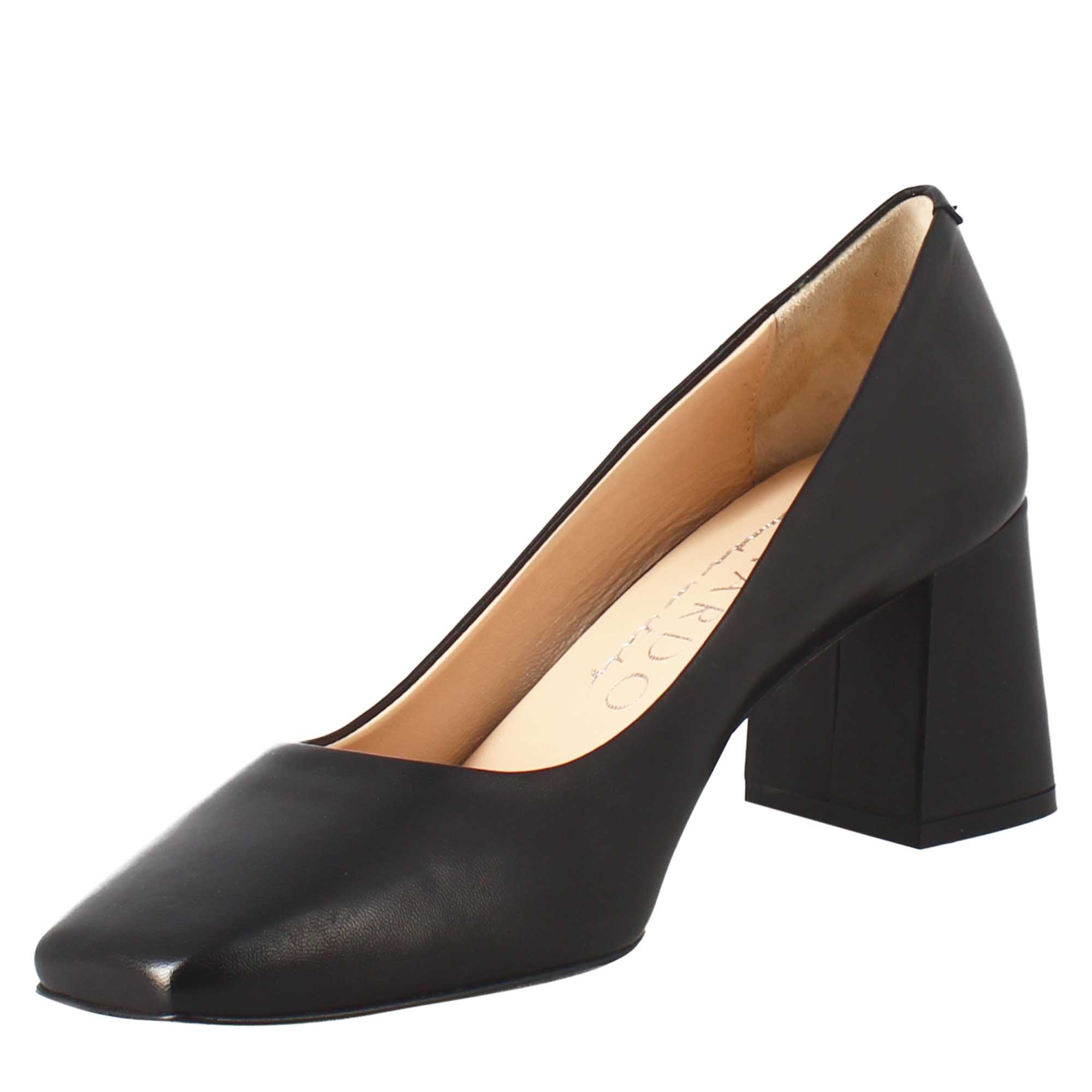Décolleté da donna in pelle nero a punta squadrata - Image 4