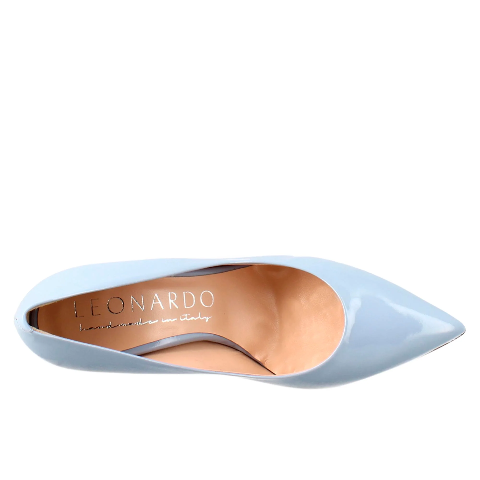 Décolleté da donna in pelle verniciata colore celeste a punta - Image 5