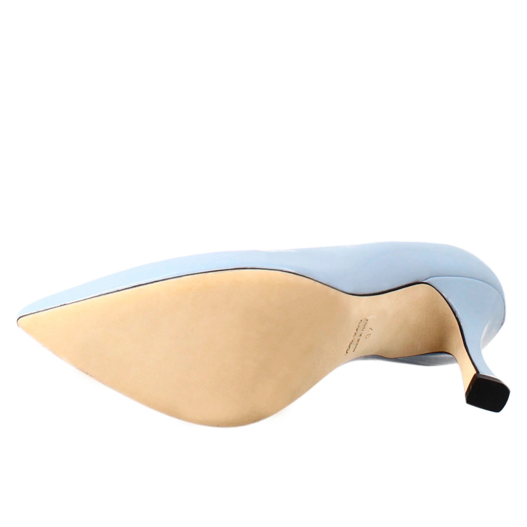 Décolleté da donna in pelle verniciata colore celeste a punta - Image 6