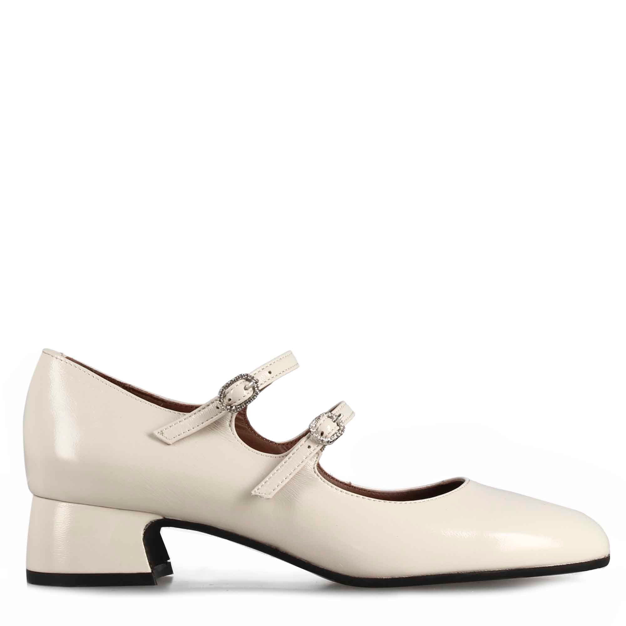 Décolleté Mary Jane in pelle verniciata colore bianco - Image 3