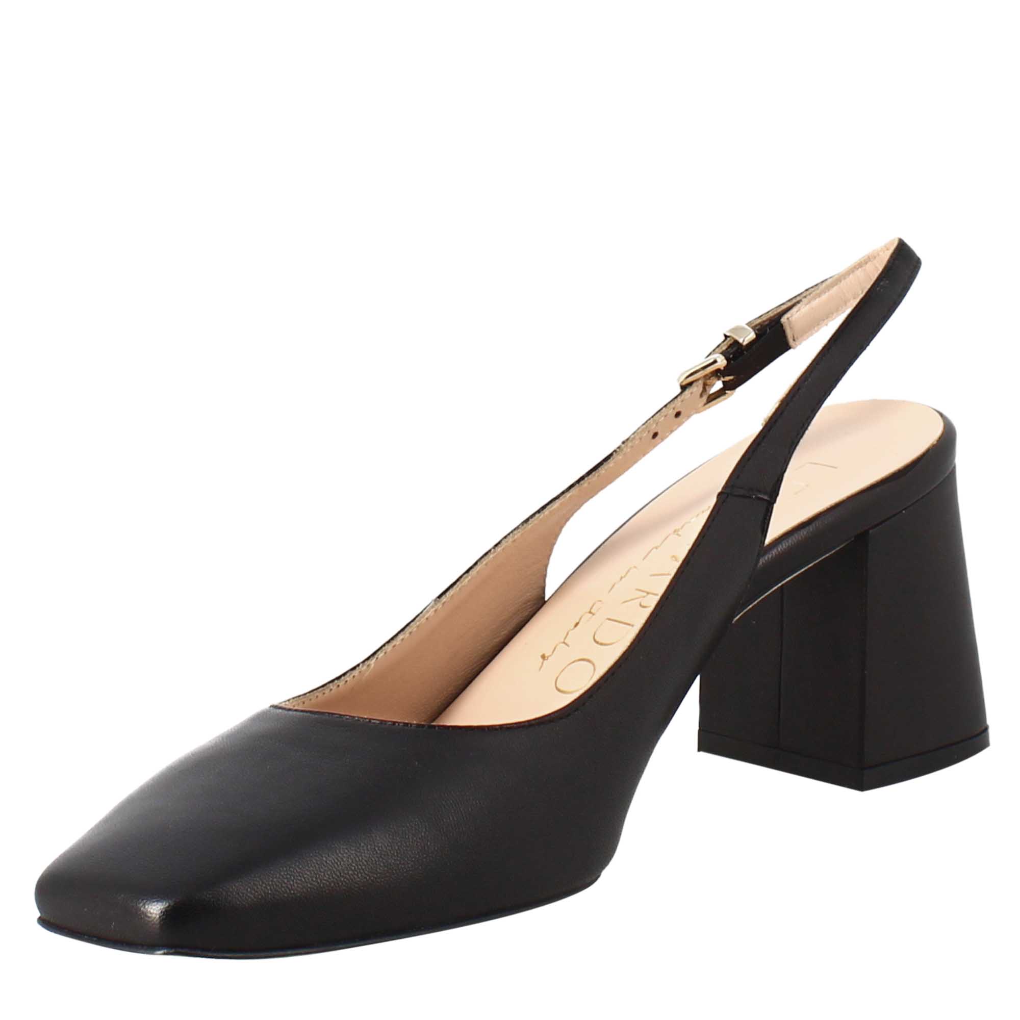 Décolleté slingback da donna in pelle colore nero a punta - Image 4