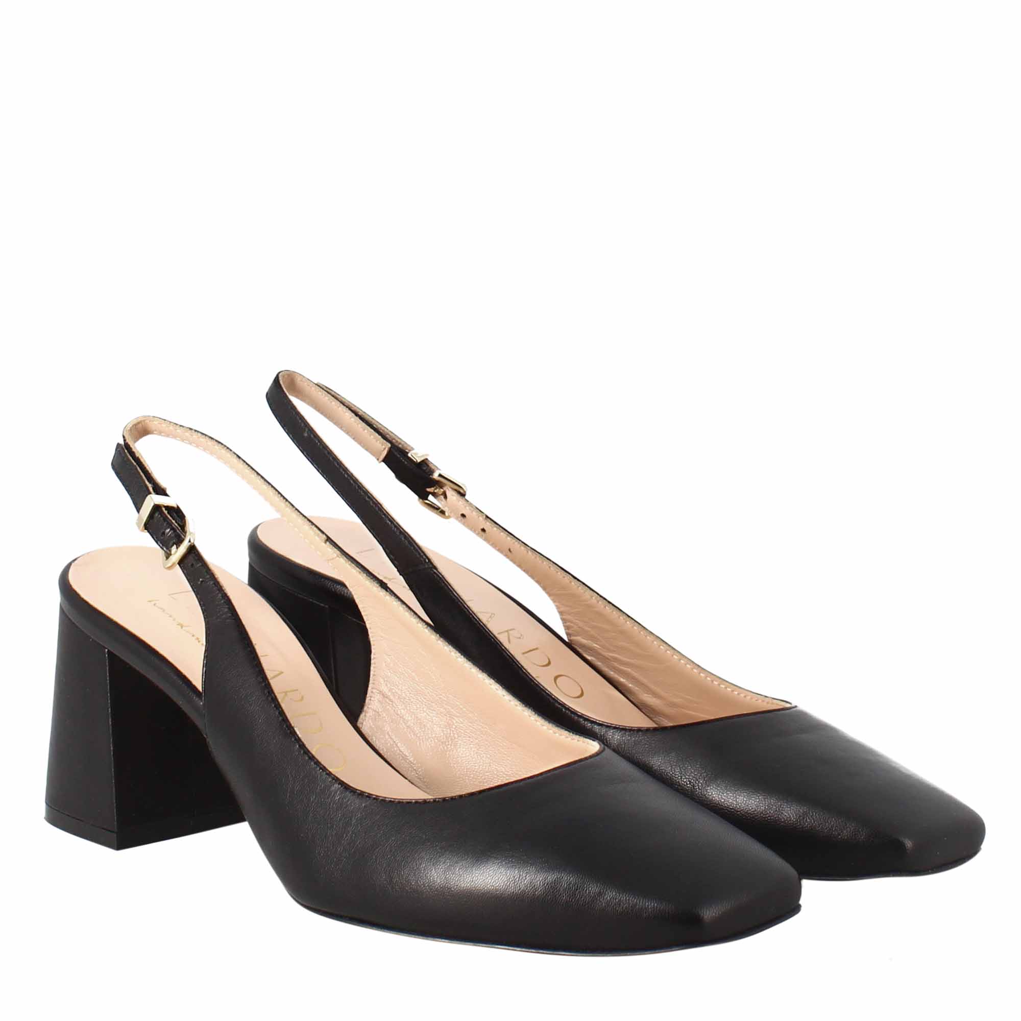 Décolleté slingback da donna in pelle colore nero a punta - Image 6