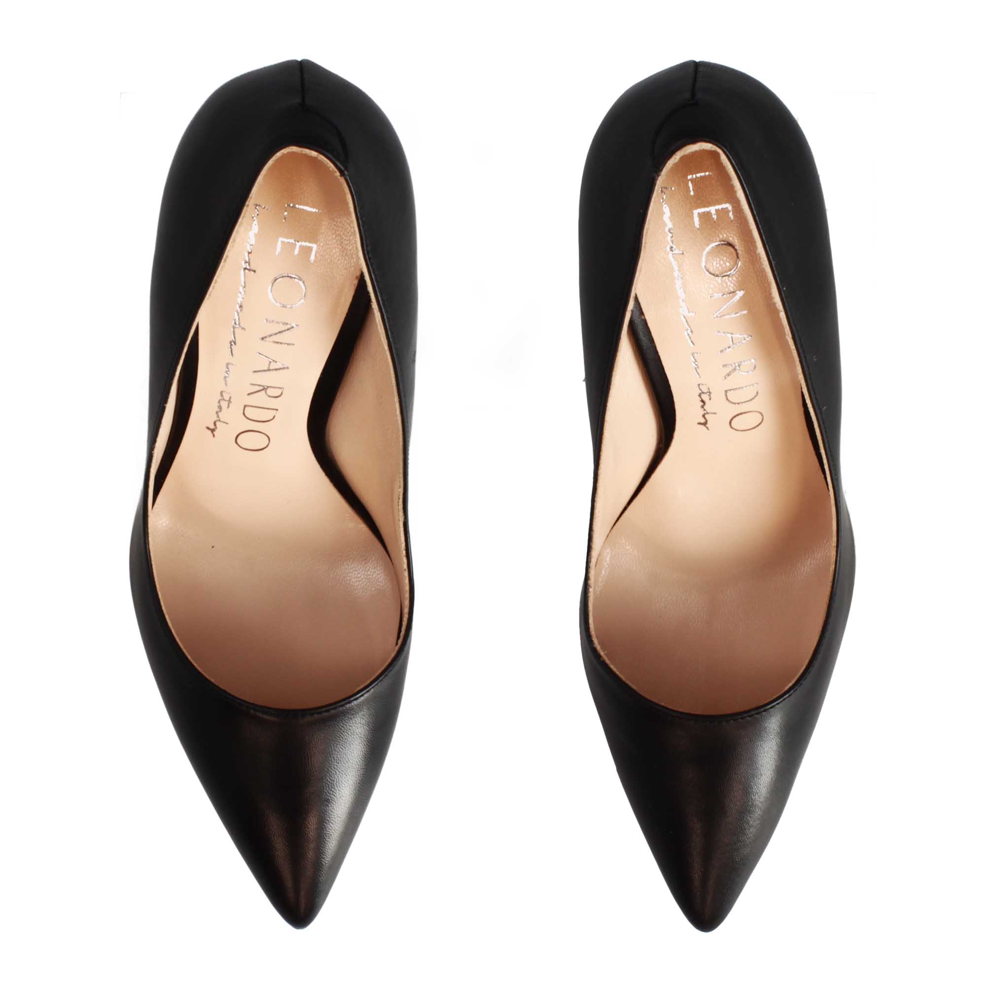 Décolleté con tacco alto eleganti da donna fatte a mano in pelle nera - Image 5