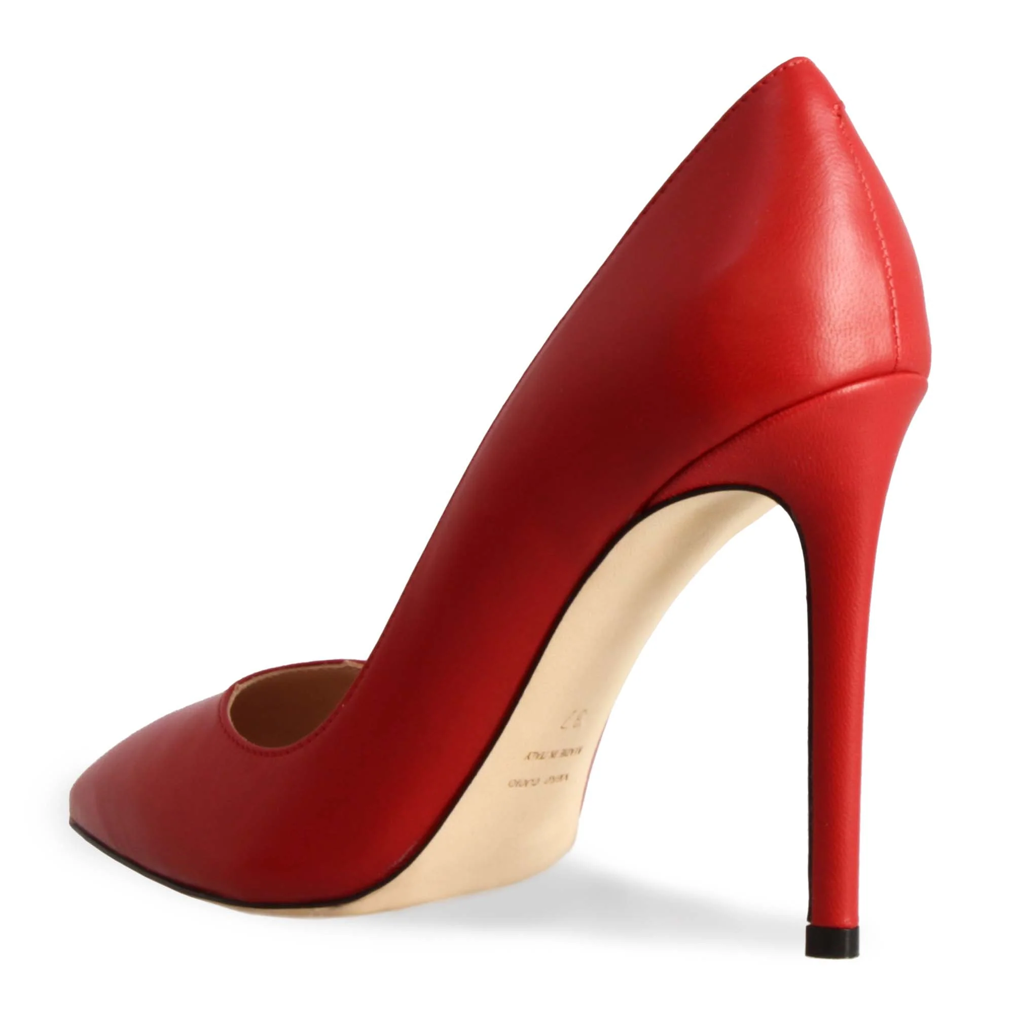 Décolleté con tacco alto eleganti da donna fatte a mano in pelle rossa - Image 3