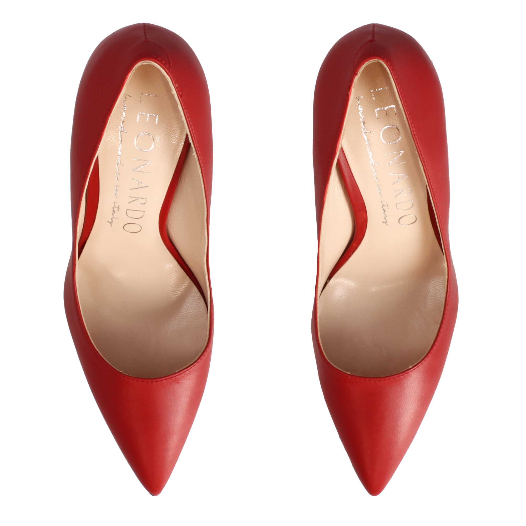 Décolleté con tacco alto eleganti da donna fatte a mano in pelle rossa - Image 4