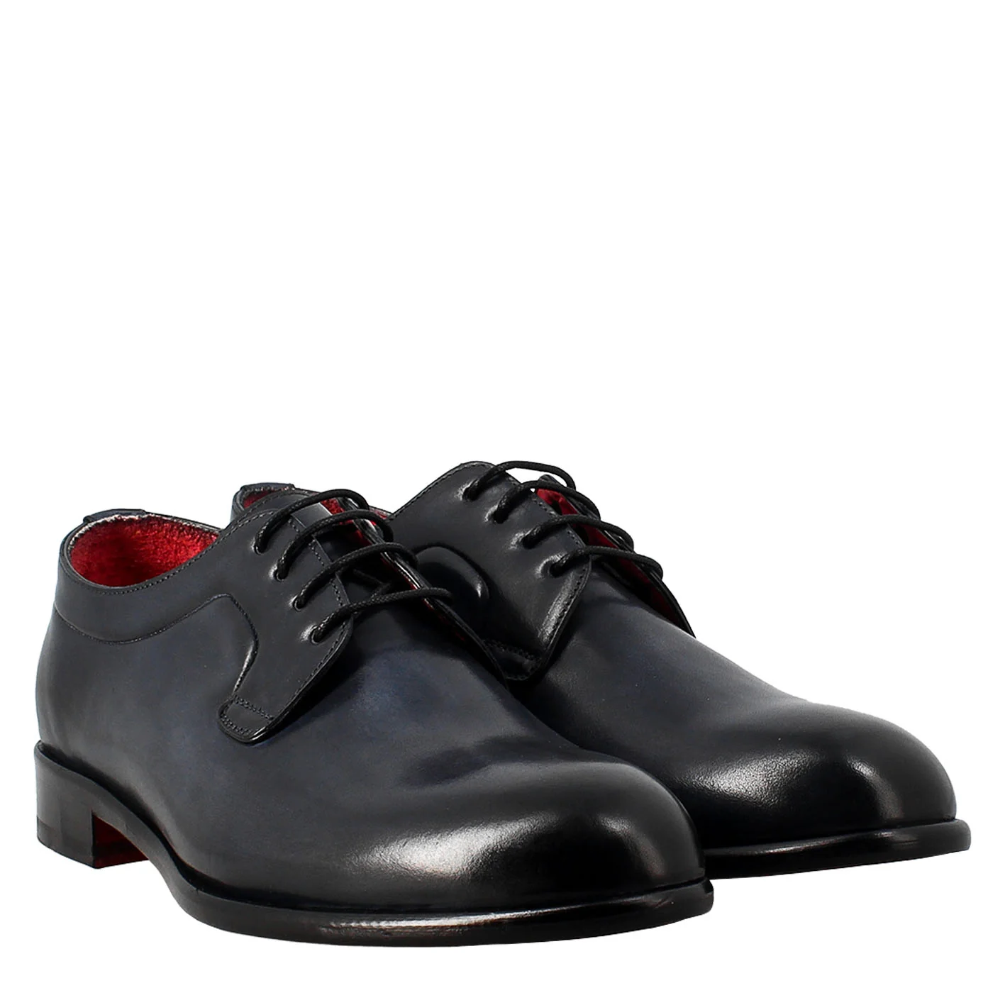 Derby blu elegante da uomo in pelle liscia - Image 7