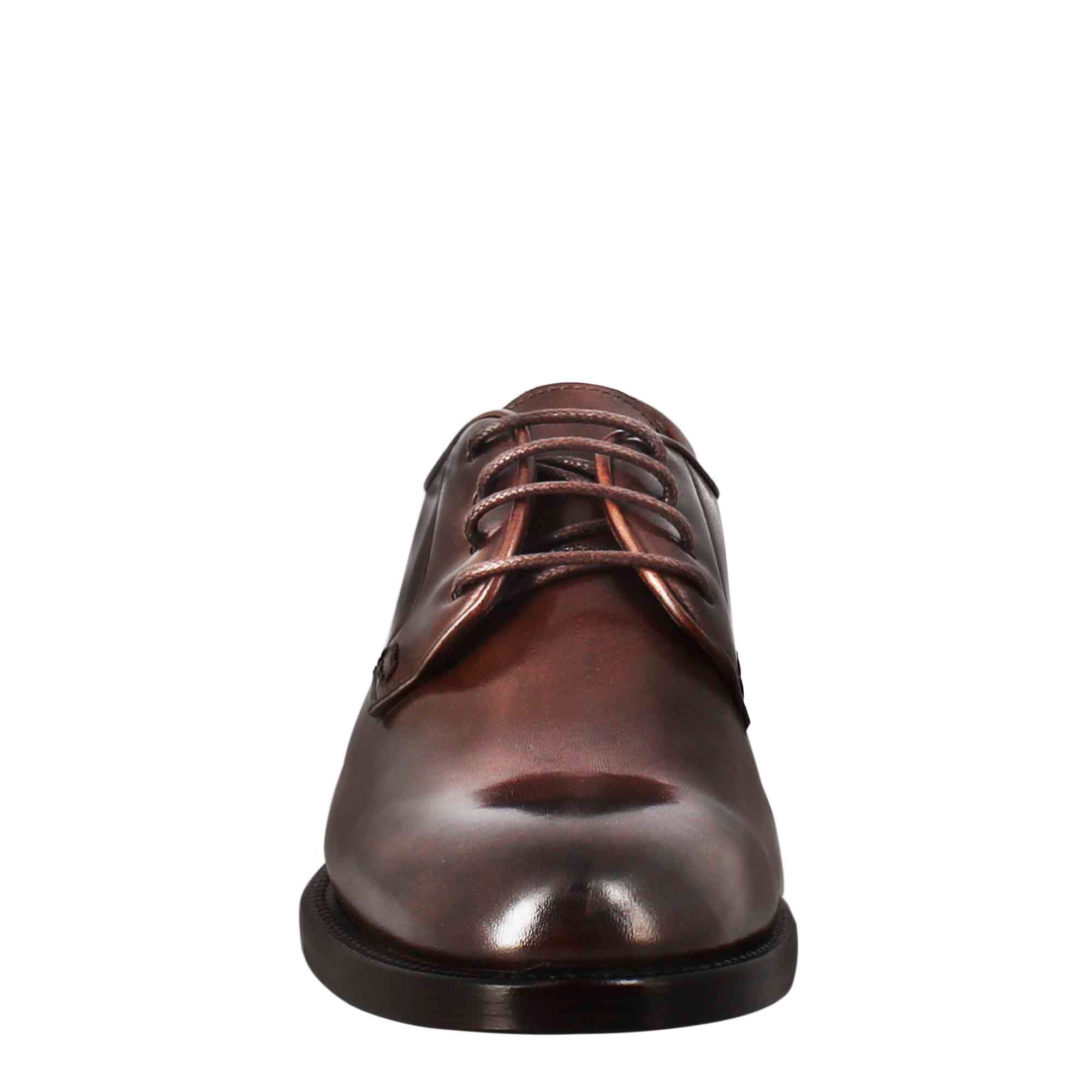 Derby da donna in pelle liscia colore marrone scuro - Image 3
