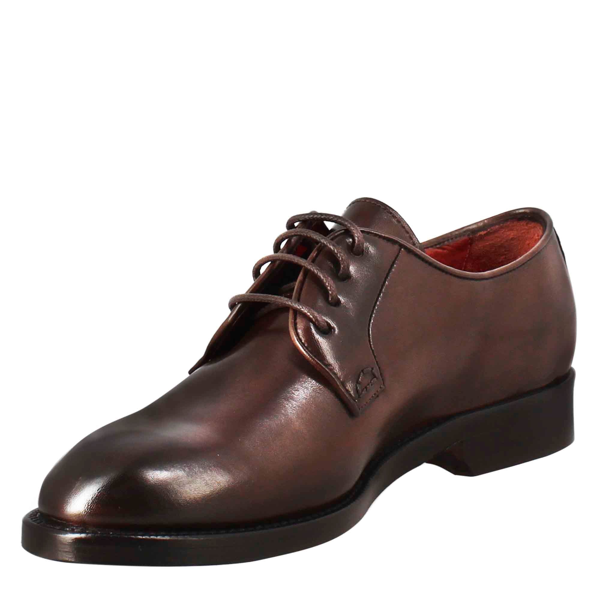 Derby da donna in pelle liscia colore marrone scuro - Image 4