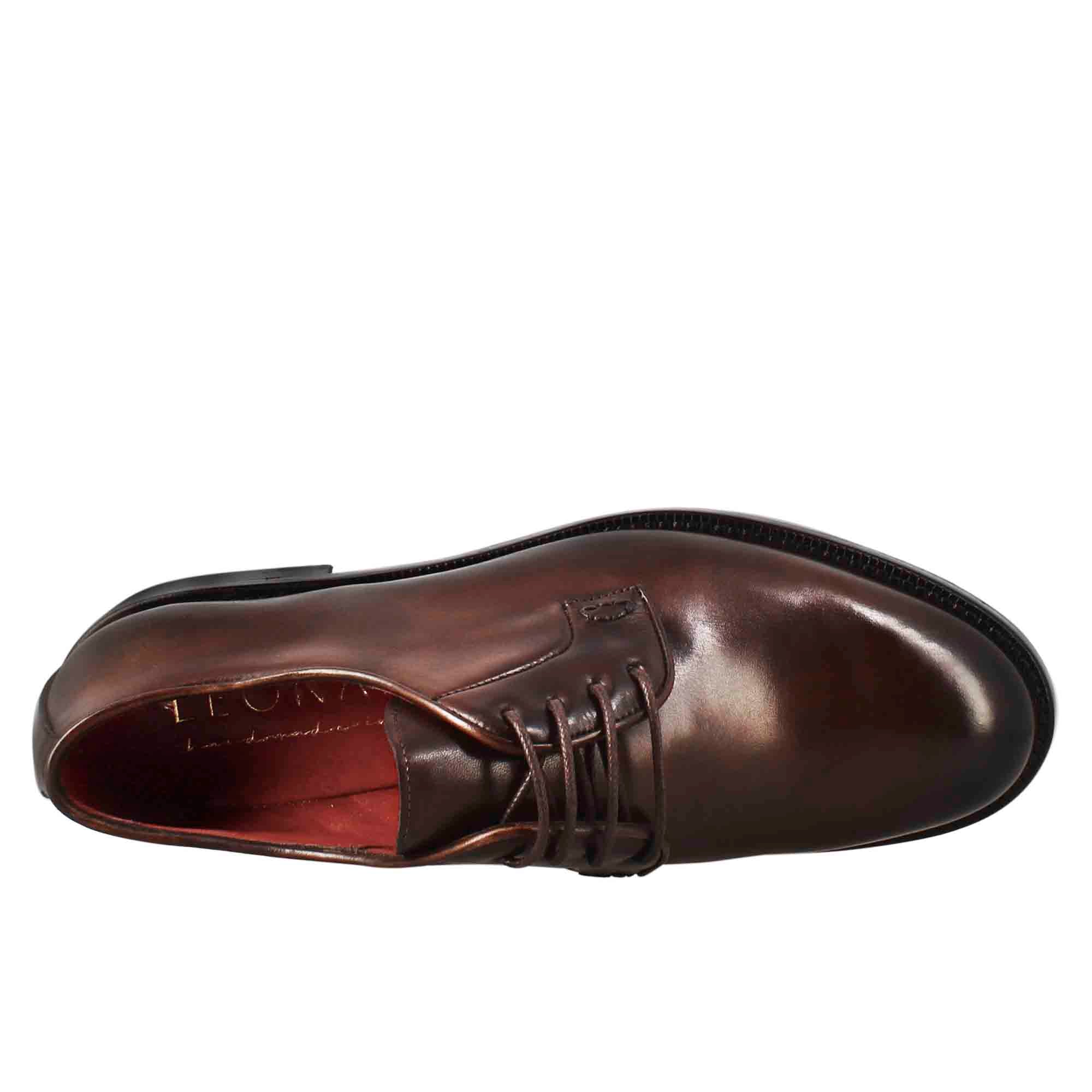 Derby da donna in pelle liscia colore marrone scuro - Image 5