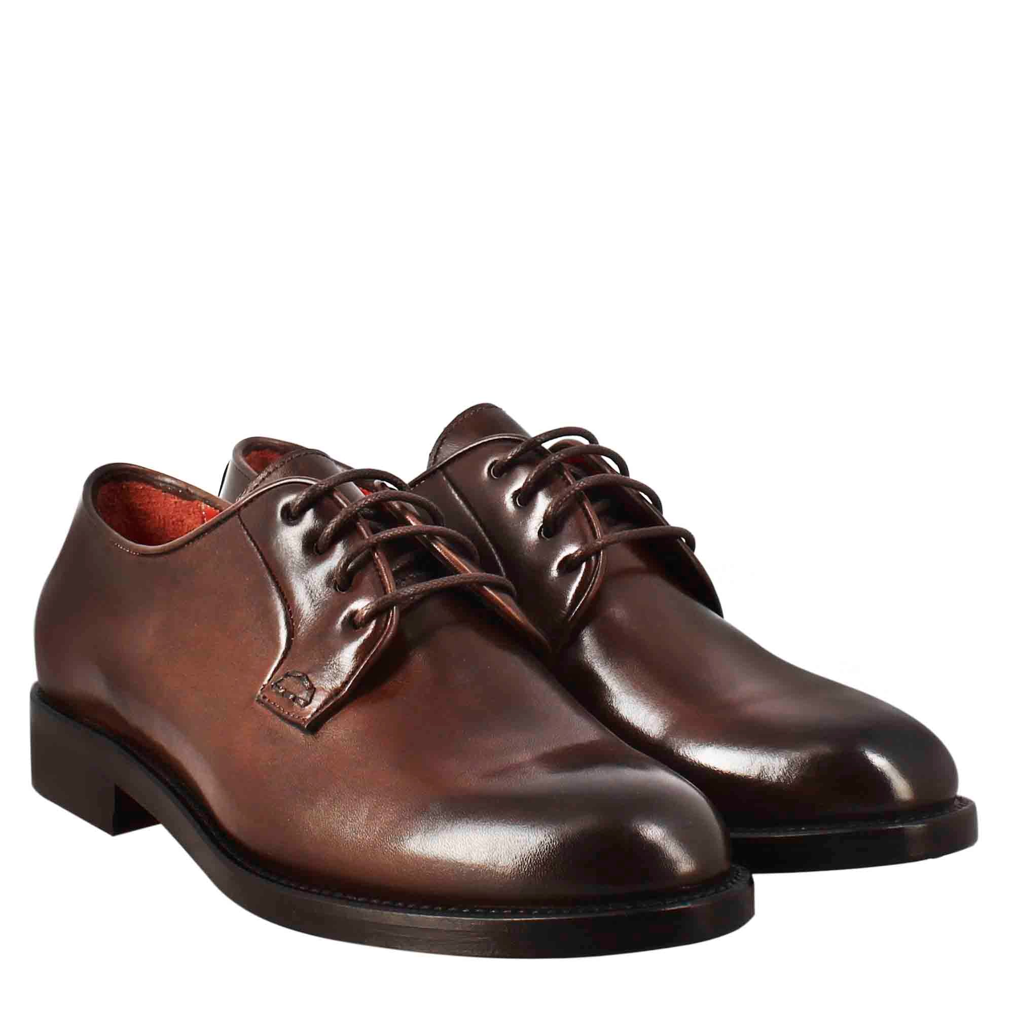 Derby da donna in pelle liscia colore marrone scuro - Image 7