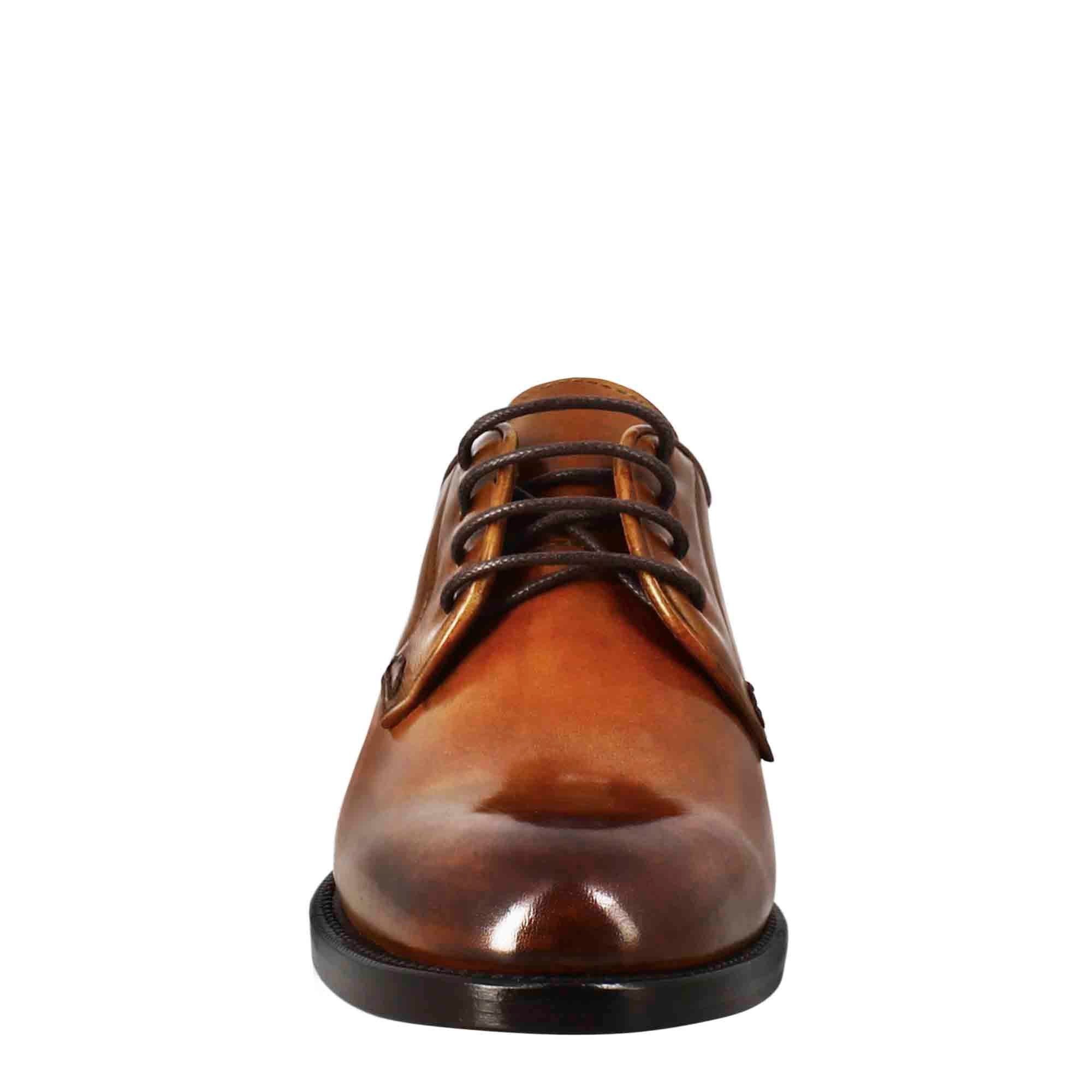 Derby da donna liscio in pelle colore marrone chiaro - Image 3