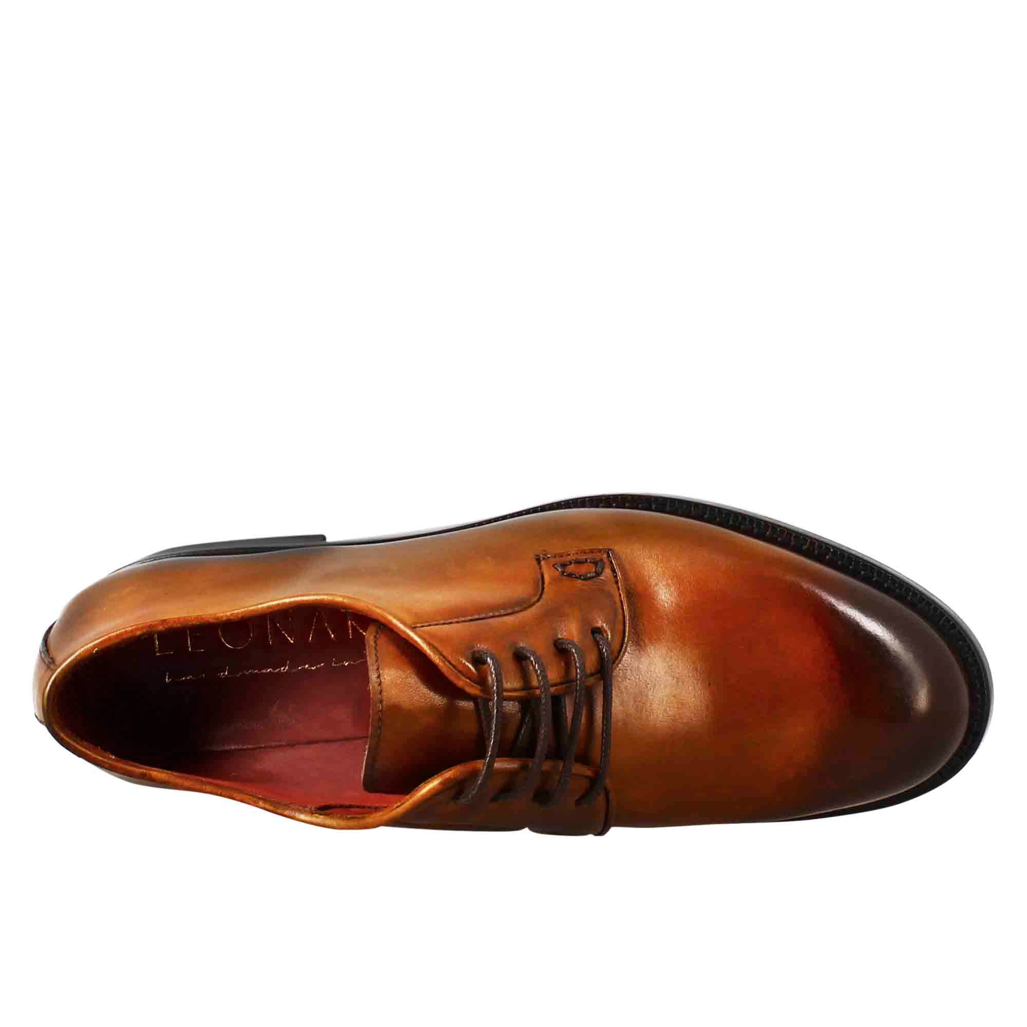 Derby da donna liscio in pelle colore marrone chiaro - Image 5