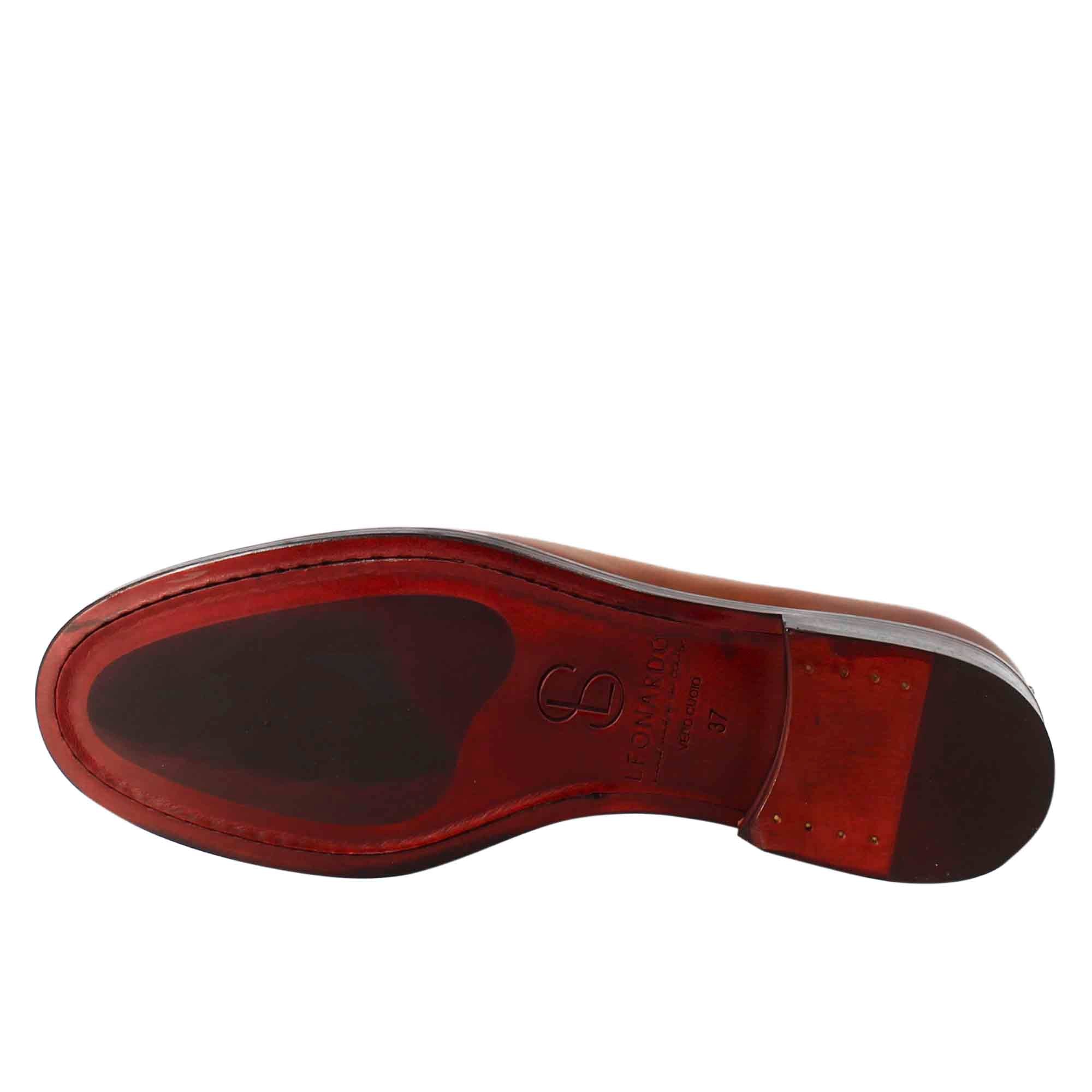Derby da donna liscio in pelle colore marrone chiaro - Image 6