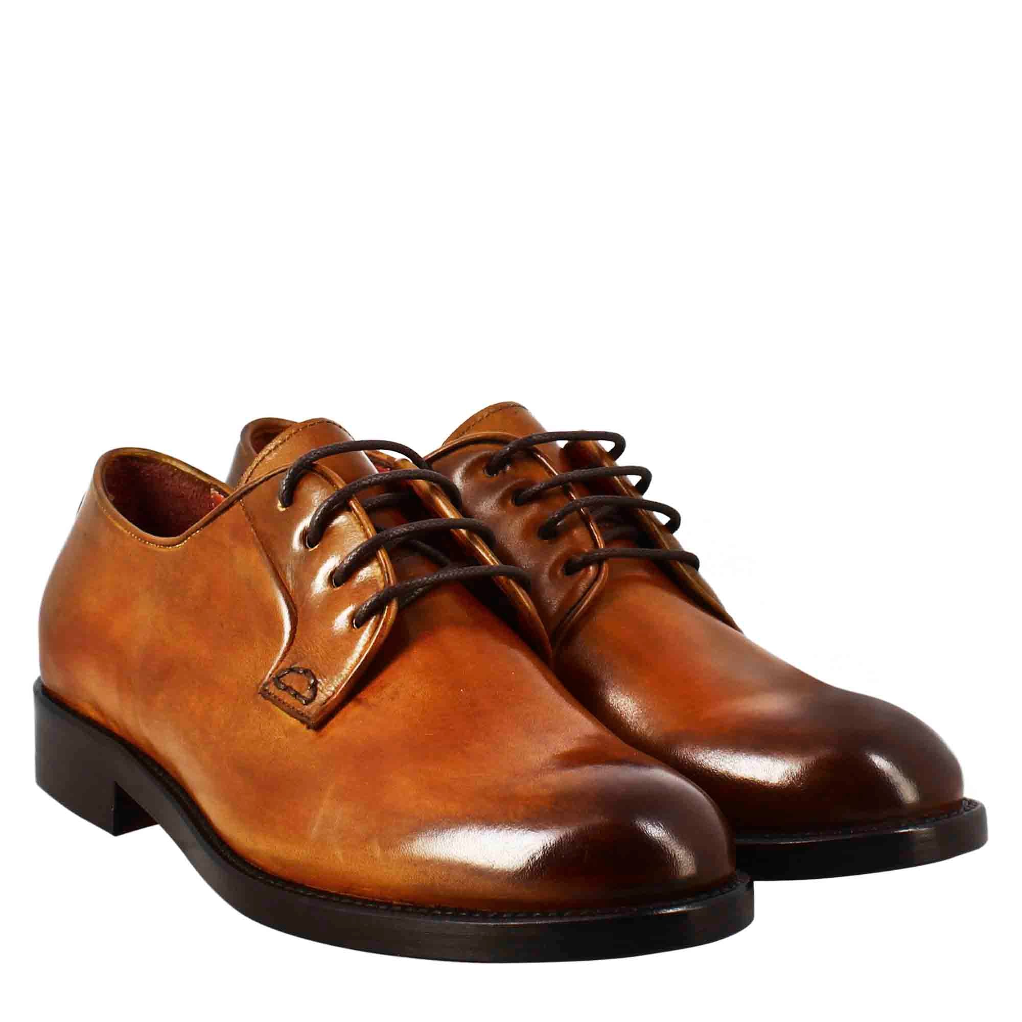Derby da donna liscio in pelle colore marrone chiaro - Image 7