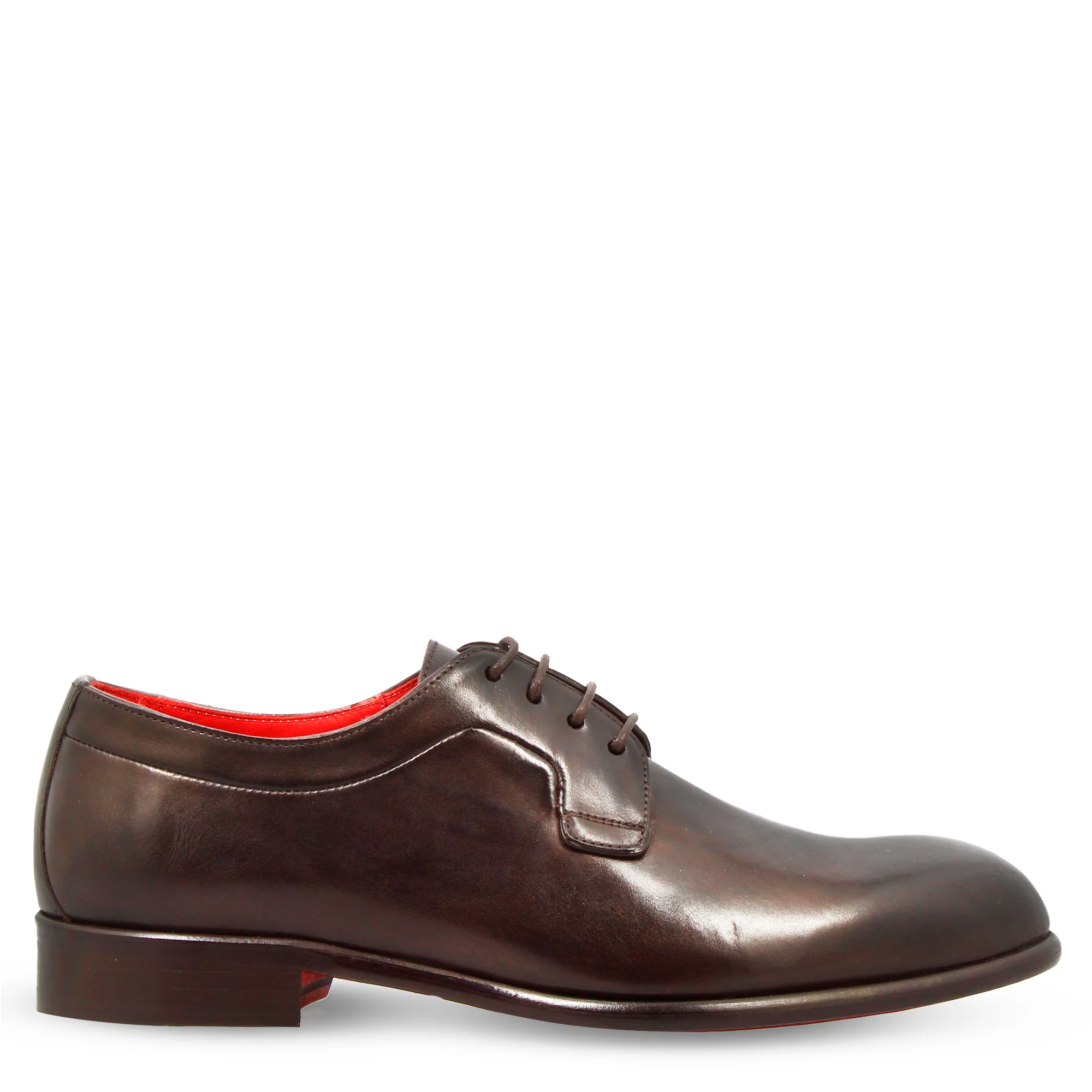 Derby marrone scuro elegante da uomo in pelle liscia - Image 3
