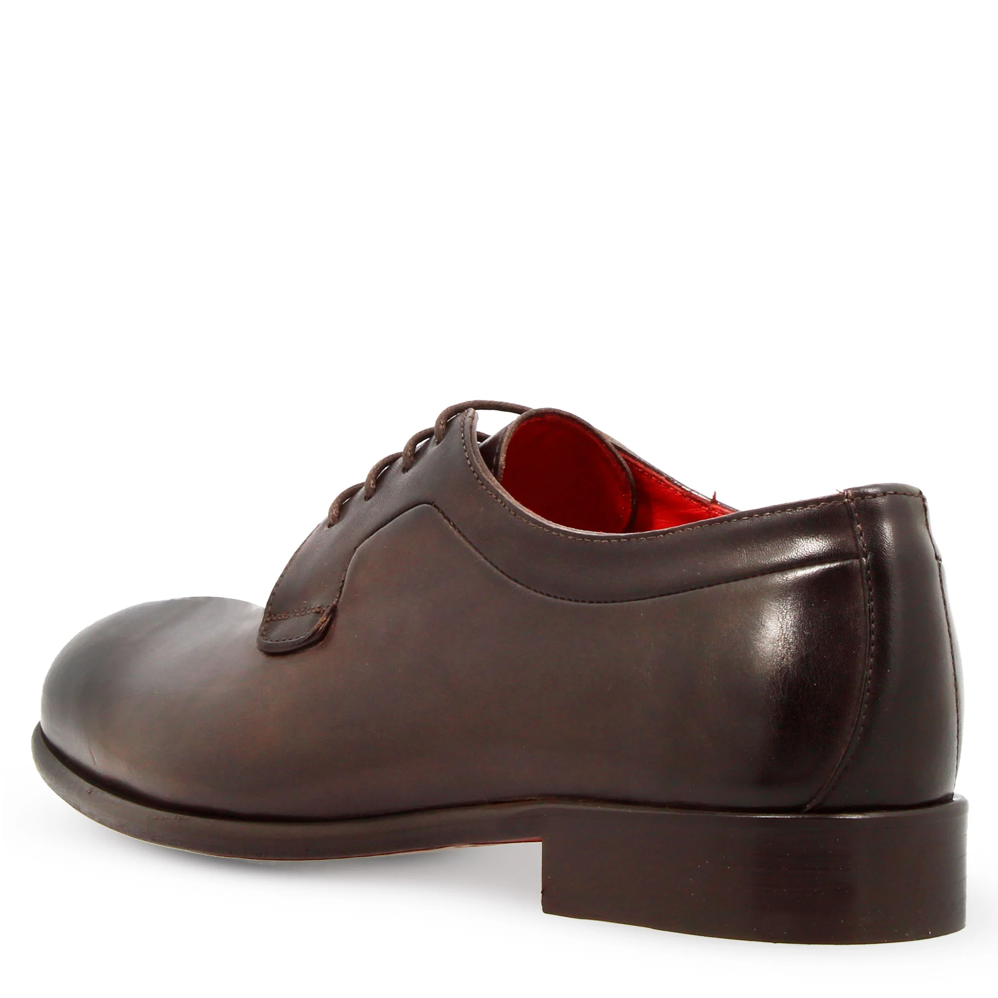 Derby marrone scuro elegante da uomo in pelle liscia - Image 4