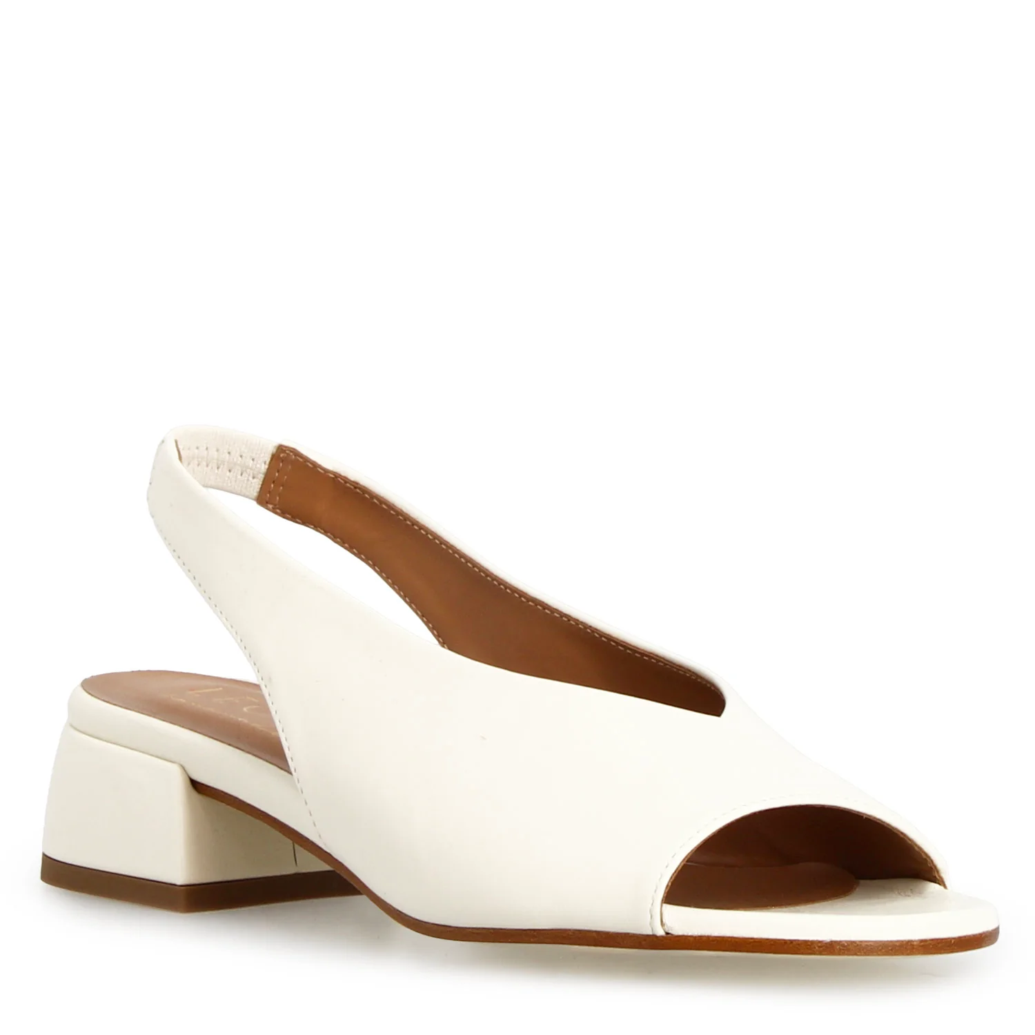 Sandalo con tacco medio Elettra da donna in pelle bianca