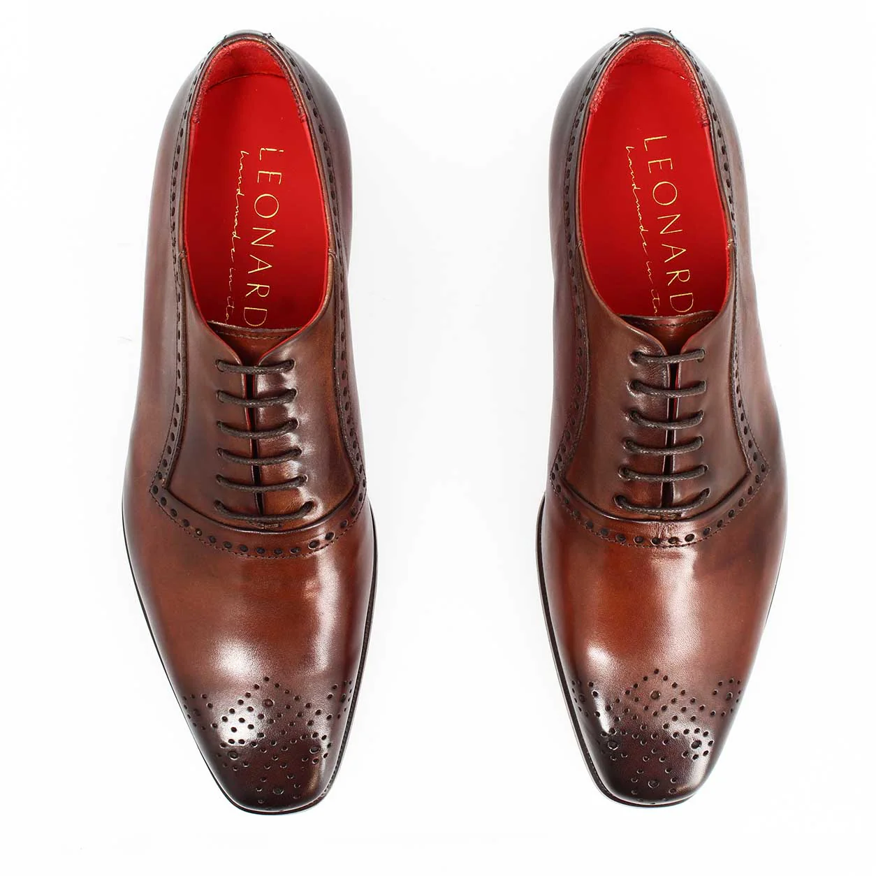 Ettore marrone oxford da uomo semibrogue in pelle - Image 2