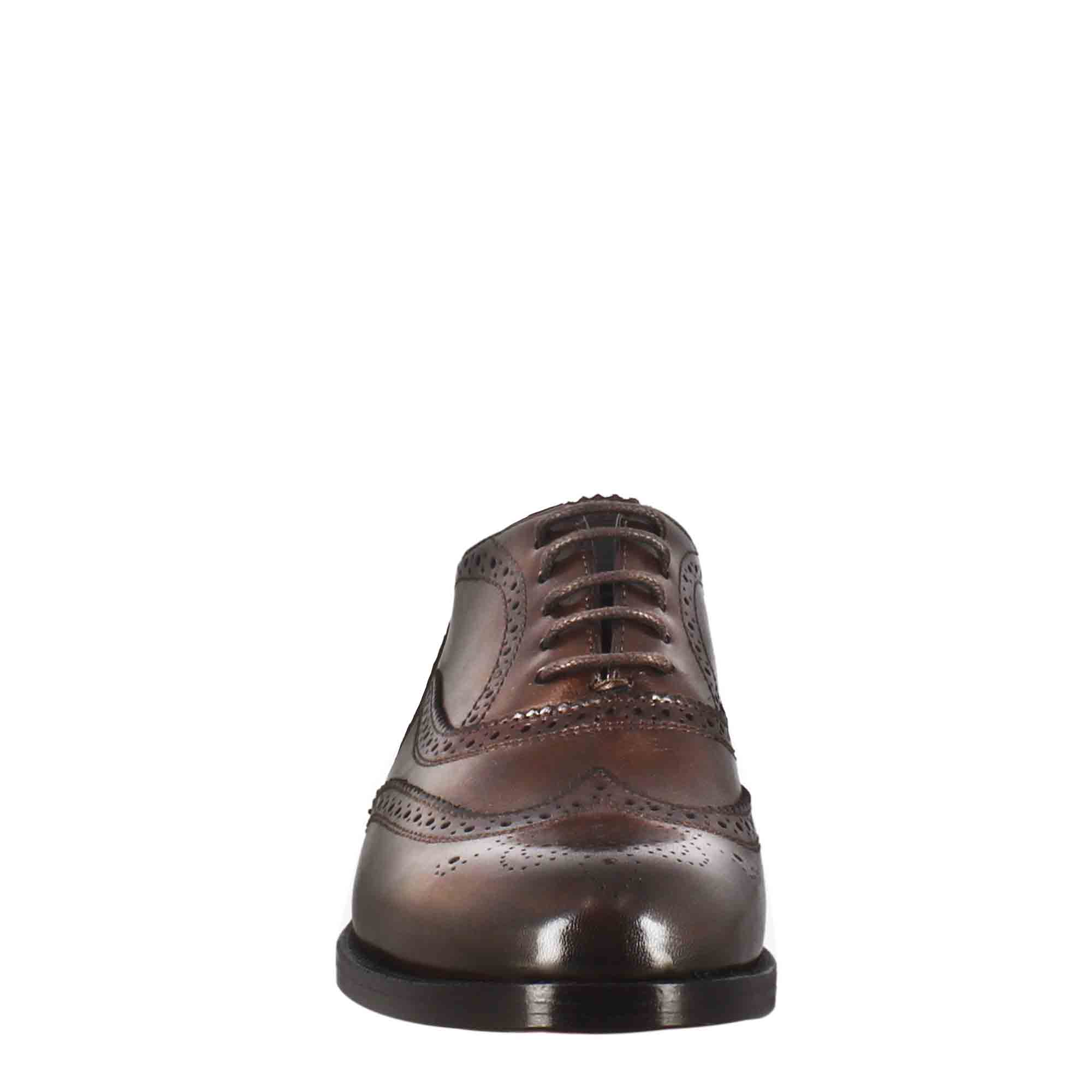 Francesina da donna con dettagli brogue in pelle marrone scuro - Image 3