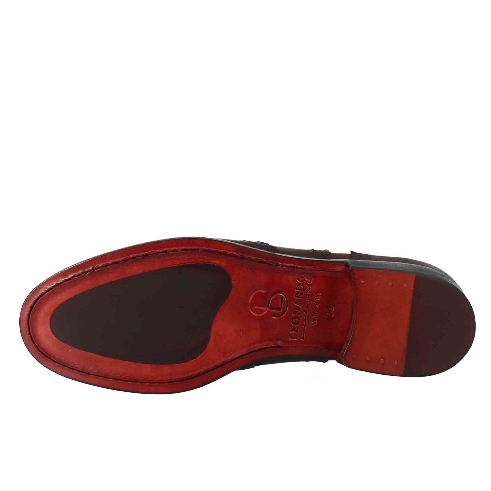 Francesina da donna con dettagli brogue in pelle marrone scuro - Image 4