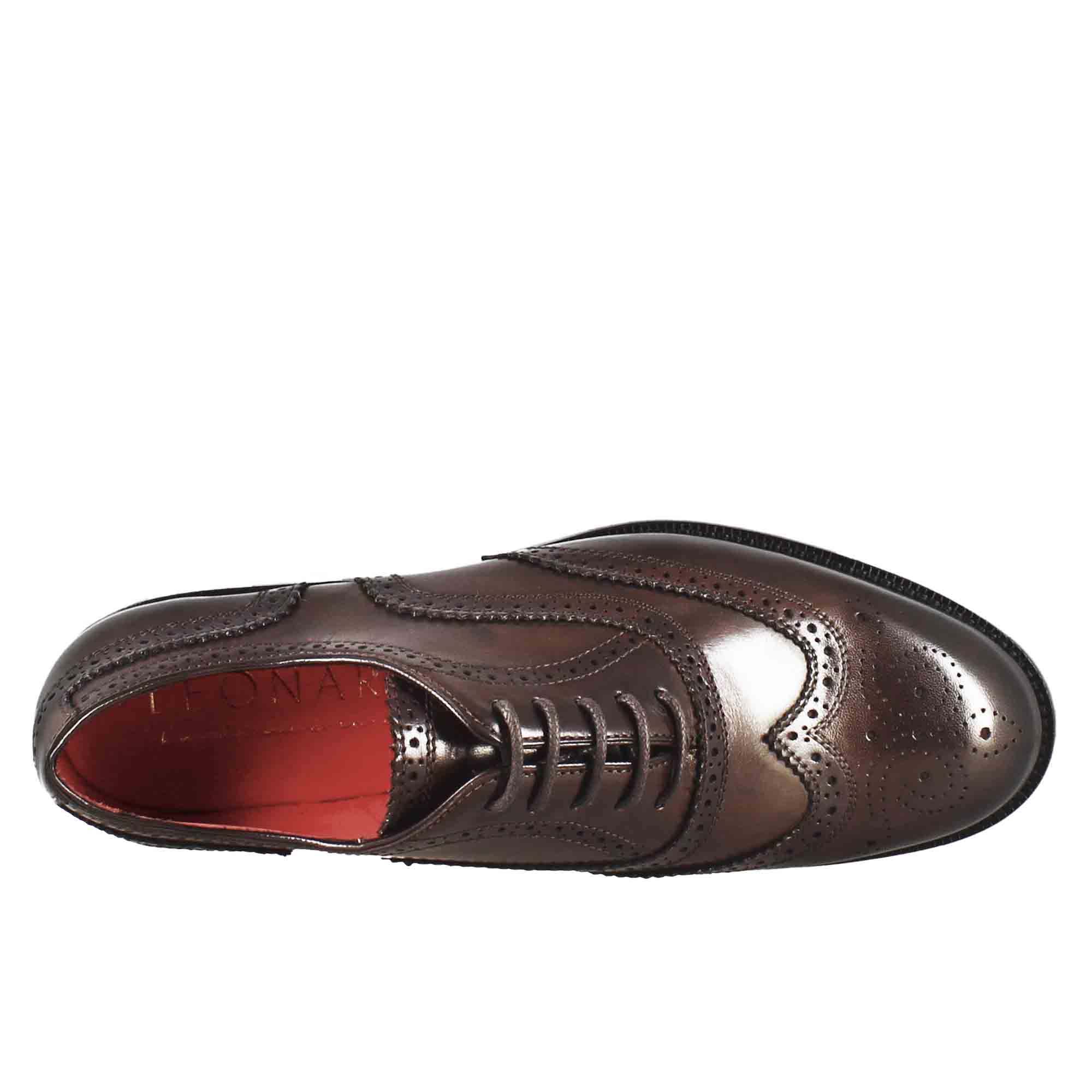 Francesina da donna con dettagli brogue in pelle marrone scuro - Image 7