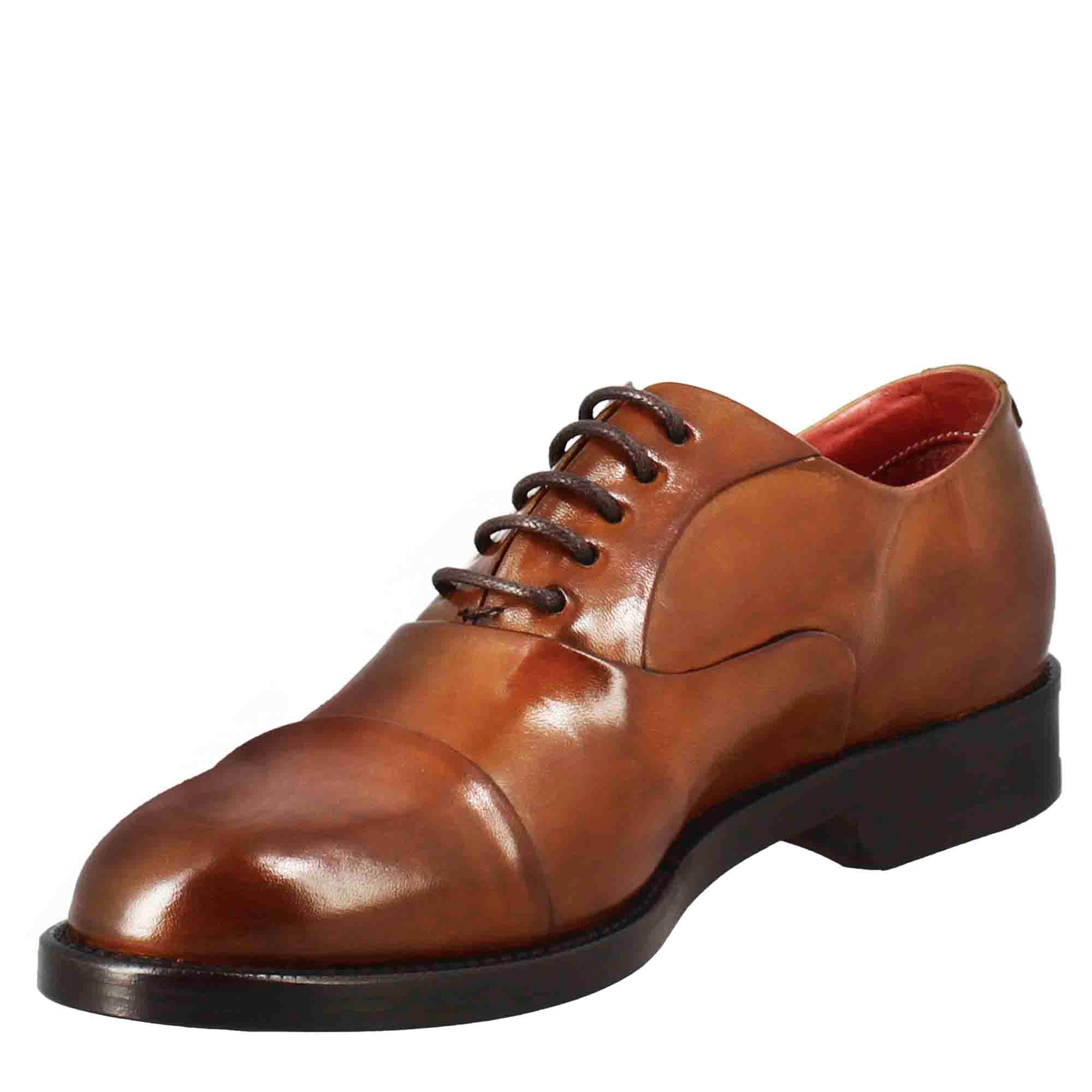Francesina da donna con cucitura sulla punta in pelle colore marrone chiaro - Image 4