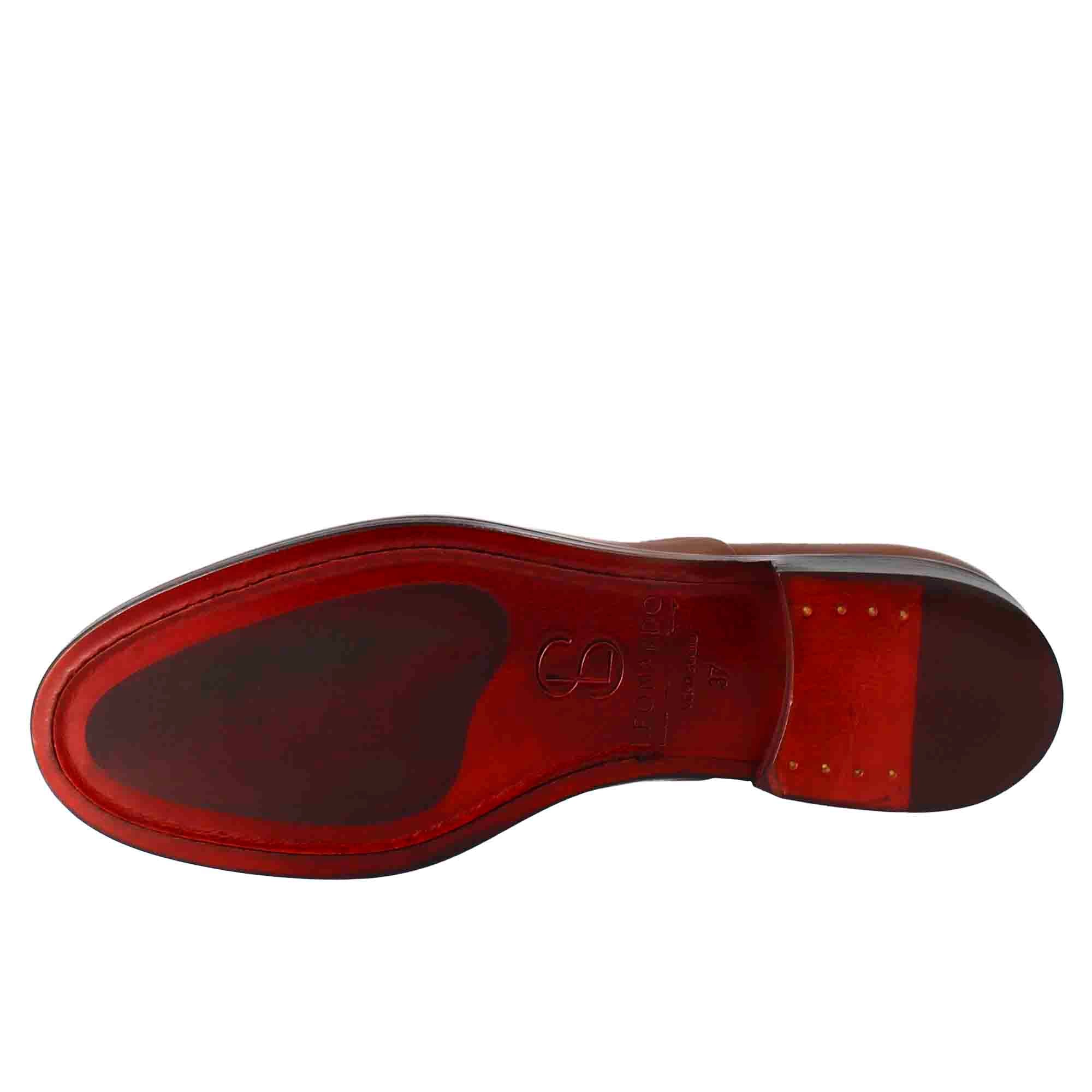 Francesina da donna con cucitura sulla punta in pelle colore marrone chiaro - Image 6
