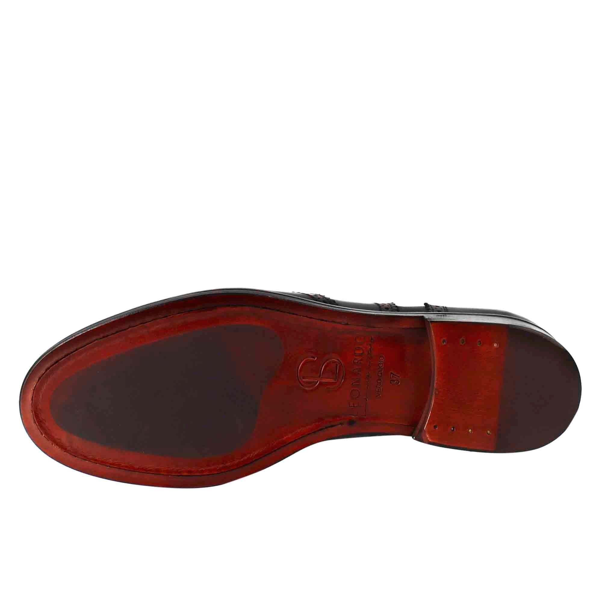 Francesina da donna con effetto brogue in pelle colore blu - Image 6