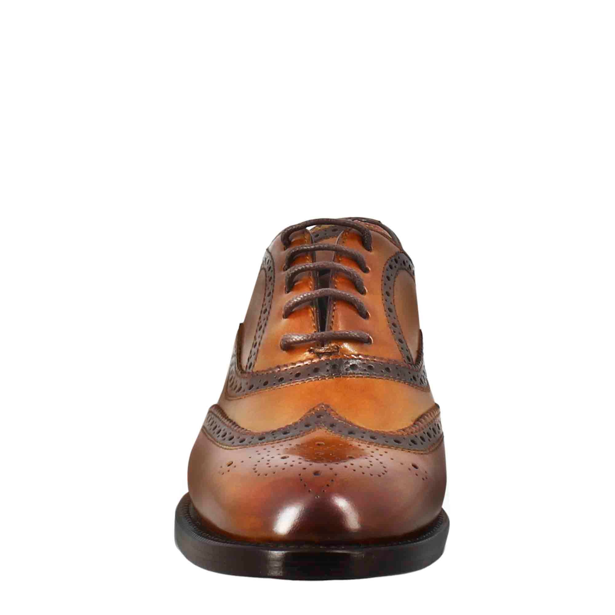 Francesina da donna con effetto brogue in pelle colore marrone chiaro - Image 3