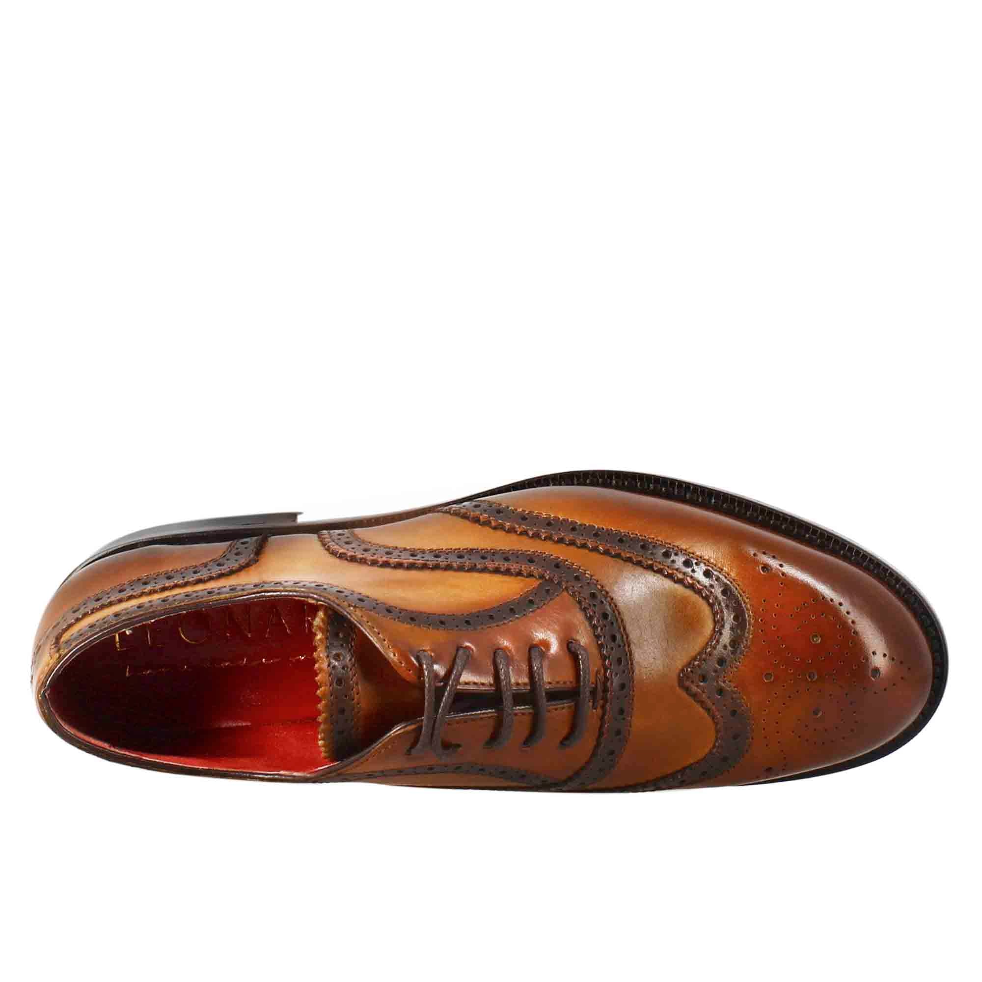 Francesina da donna con effetto brogue in pelle colore marrone chiaro - Image 4